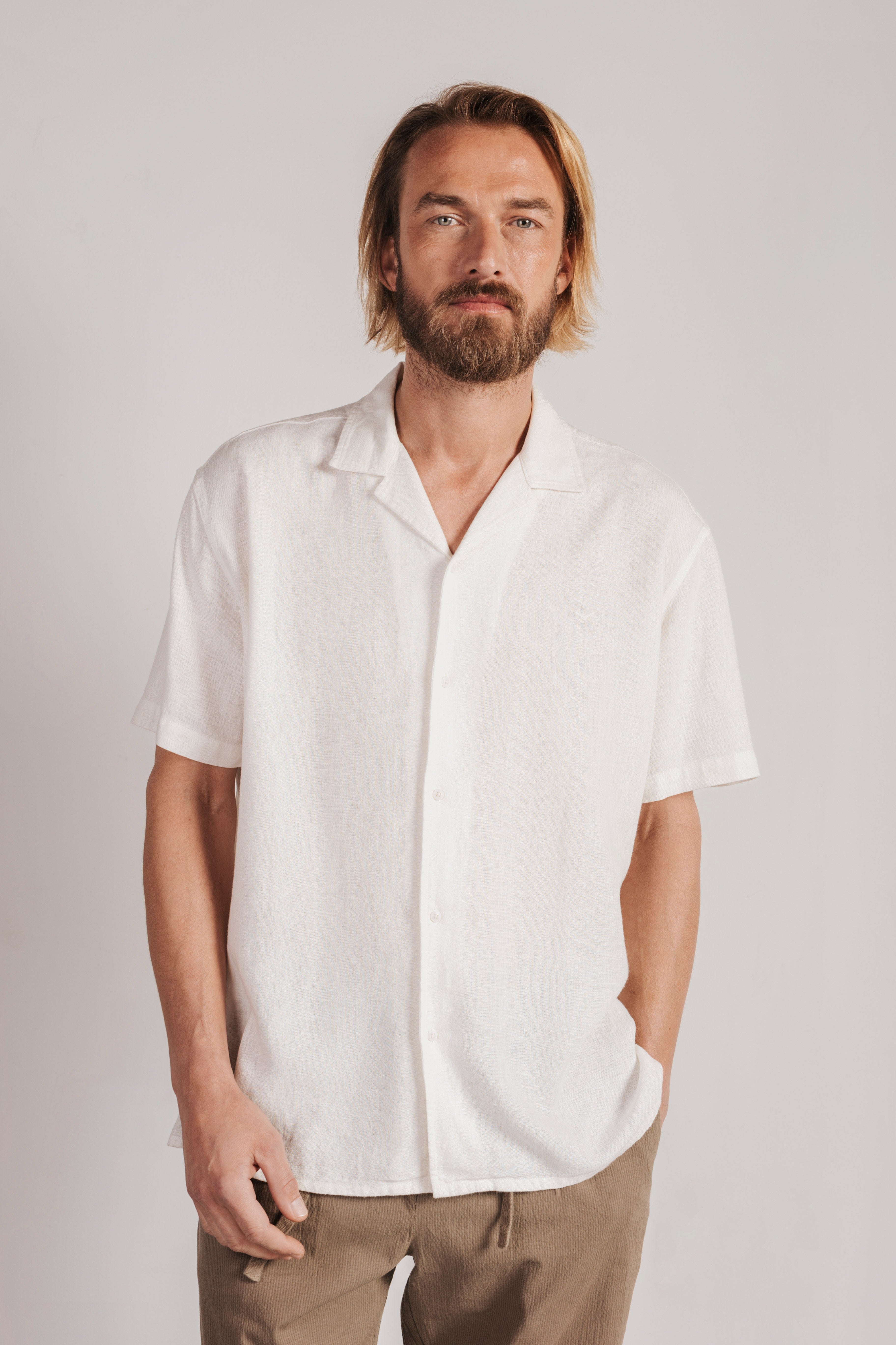 Camisa lino manga corta