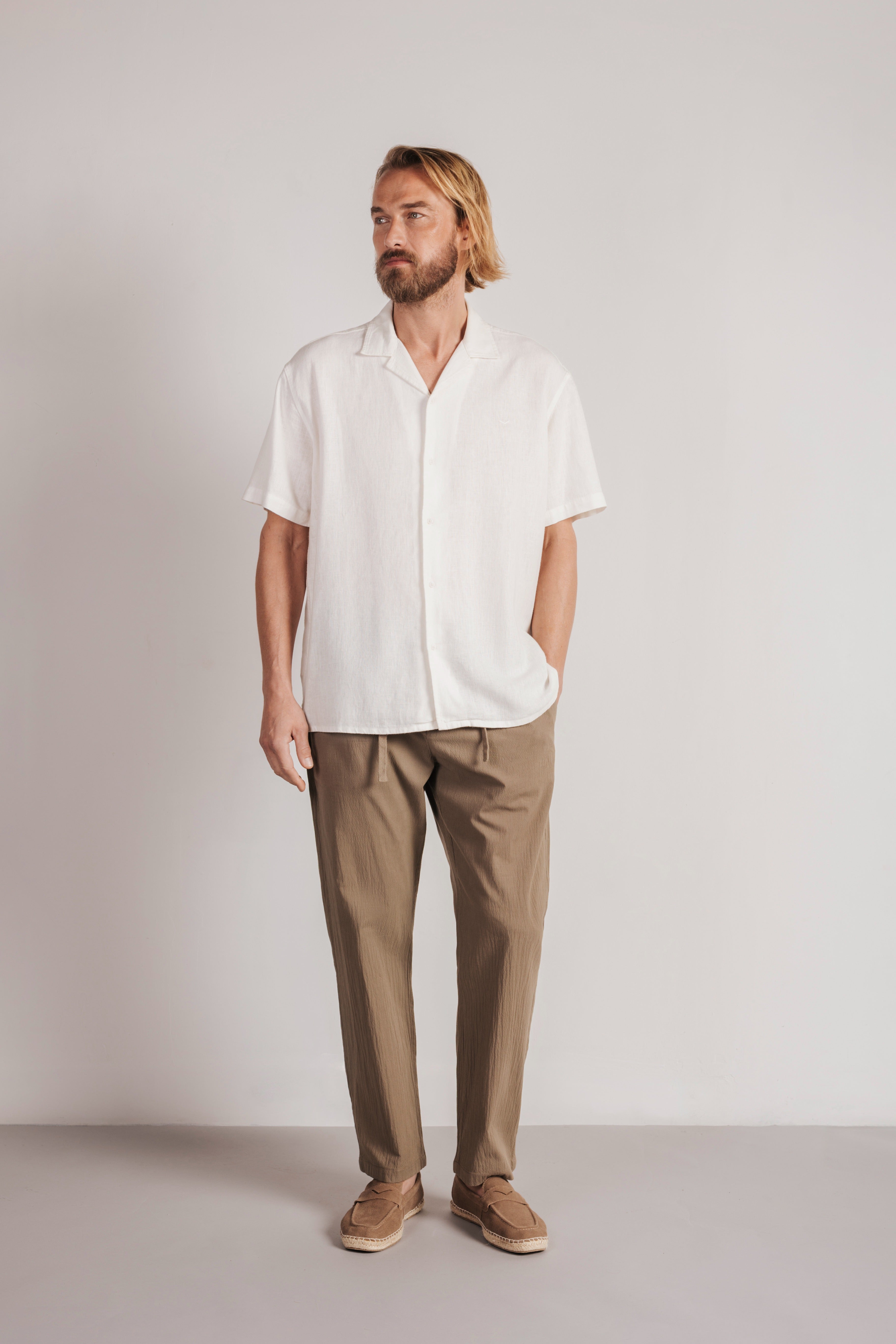 Camisa lino manga corta