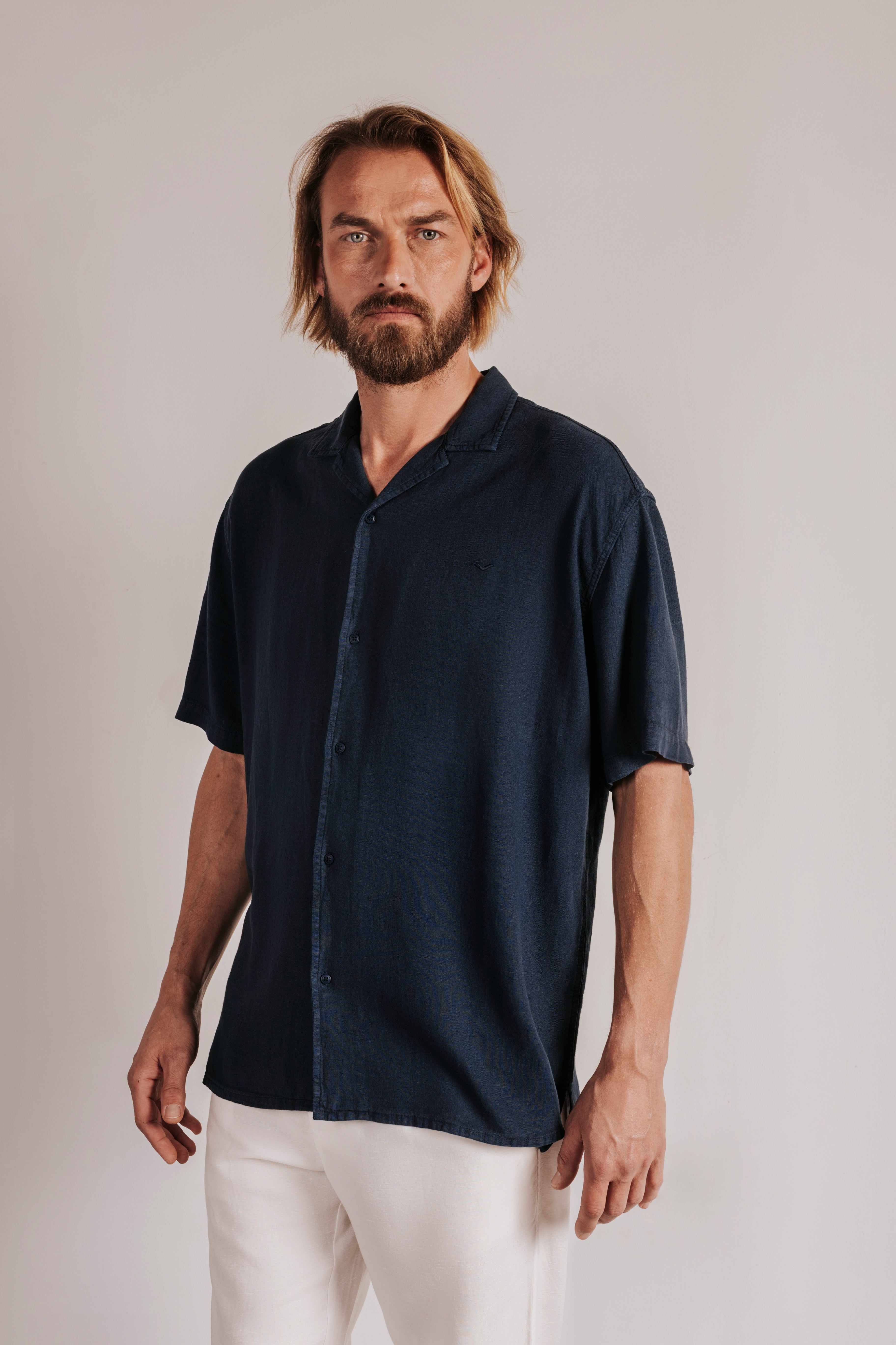 Camisa lino manga corta