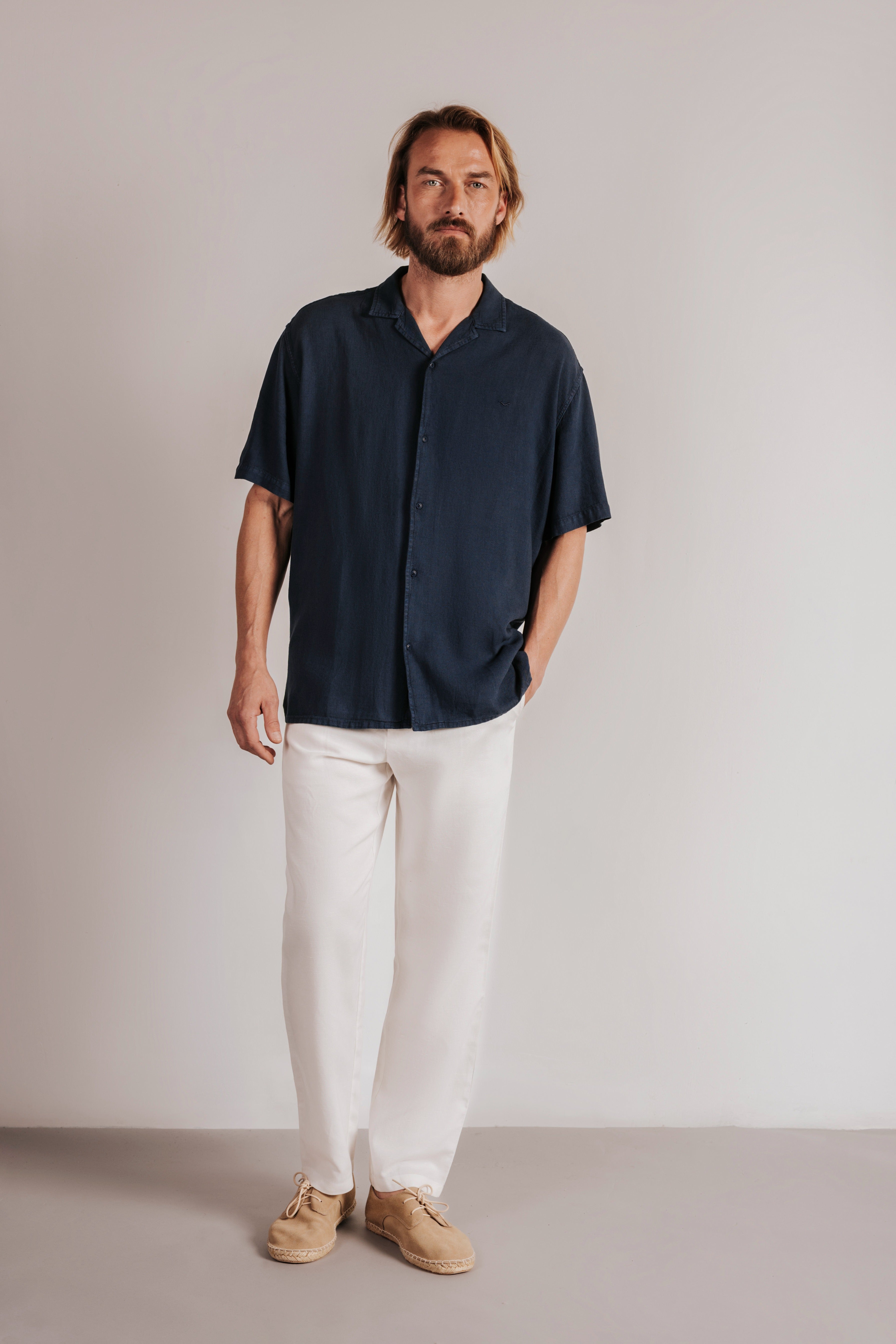 Camisa lino manga corta