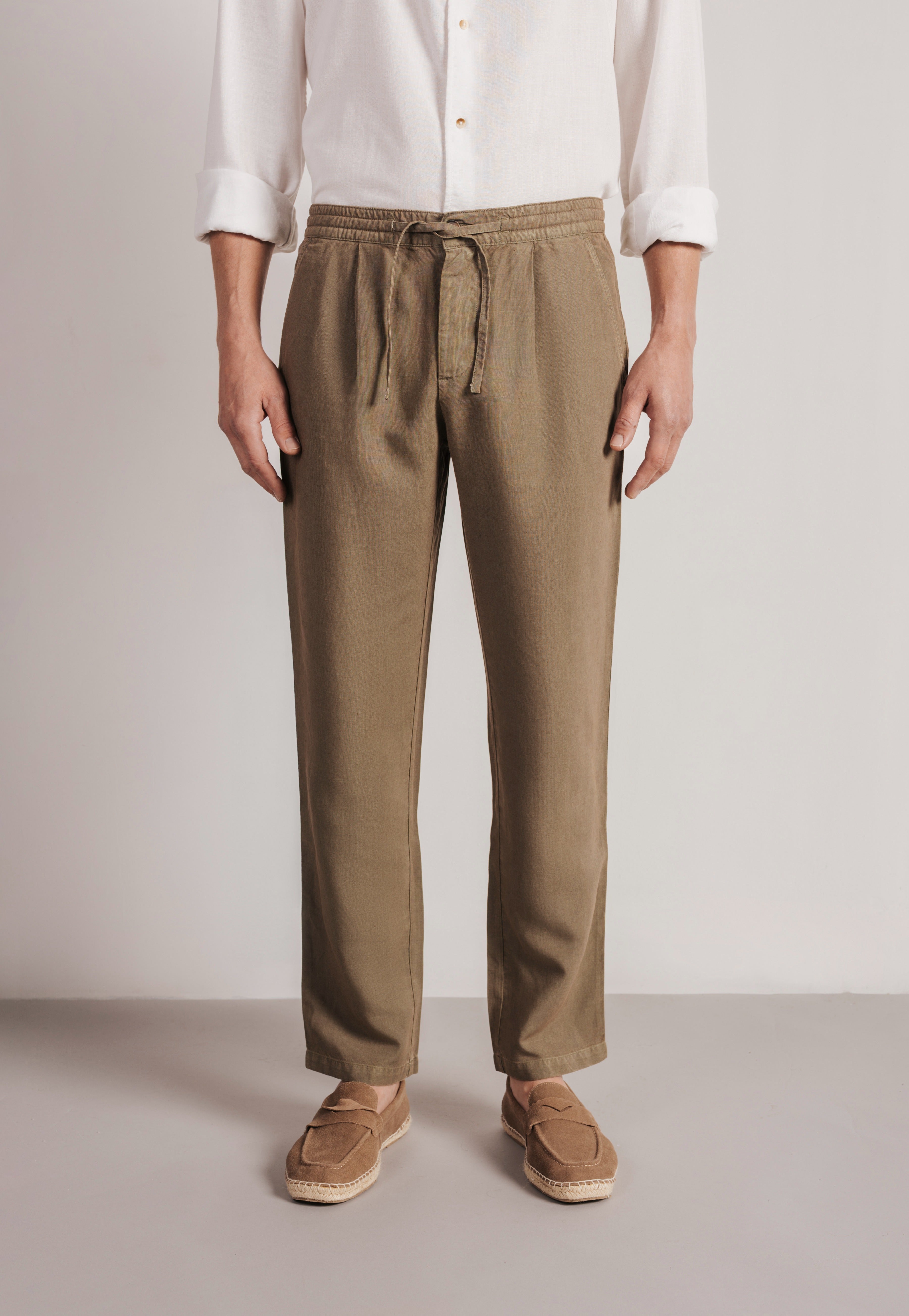 Pantalón lino recto