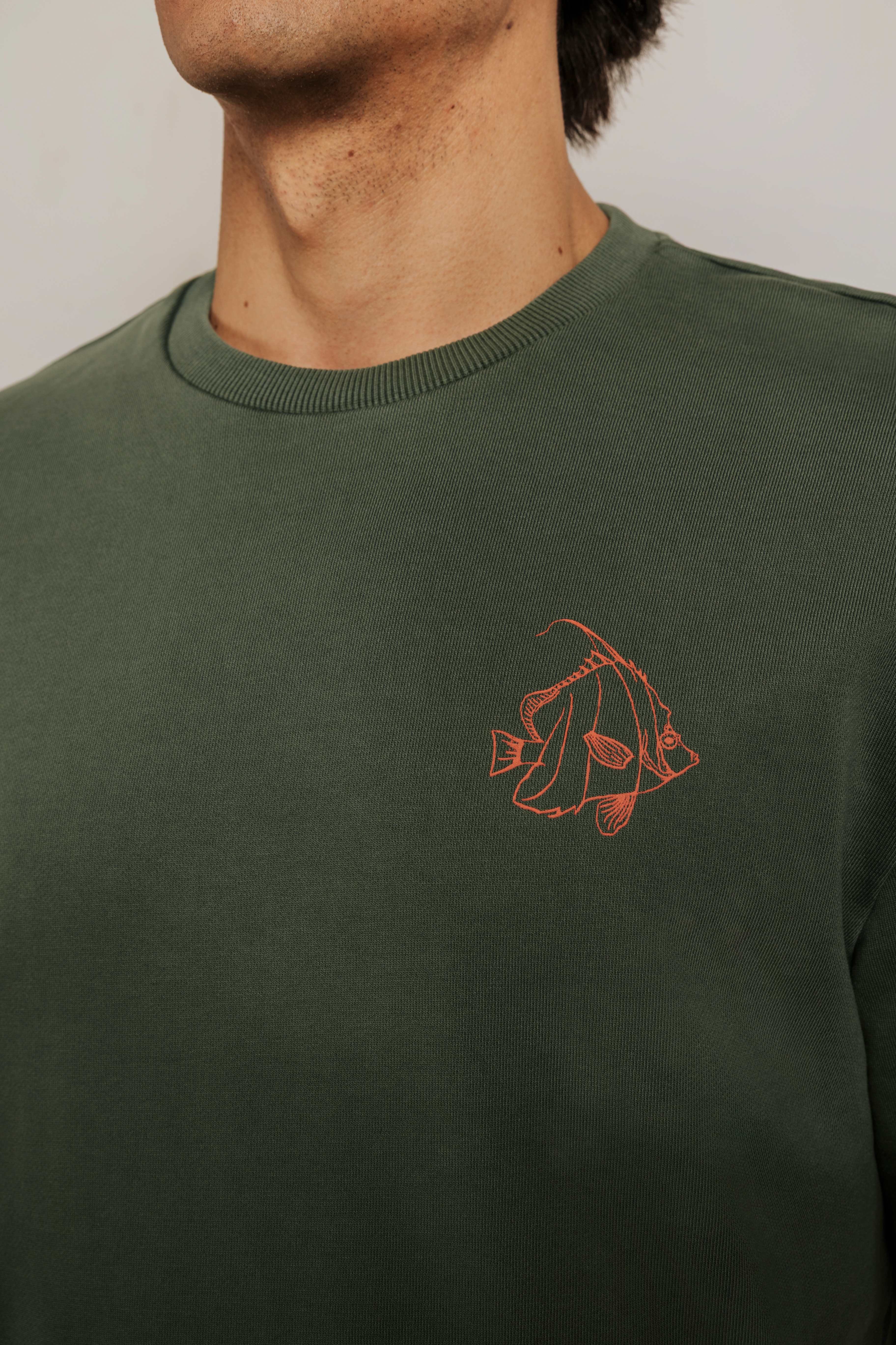 Graphic sweatshirt with a fish design.