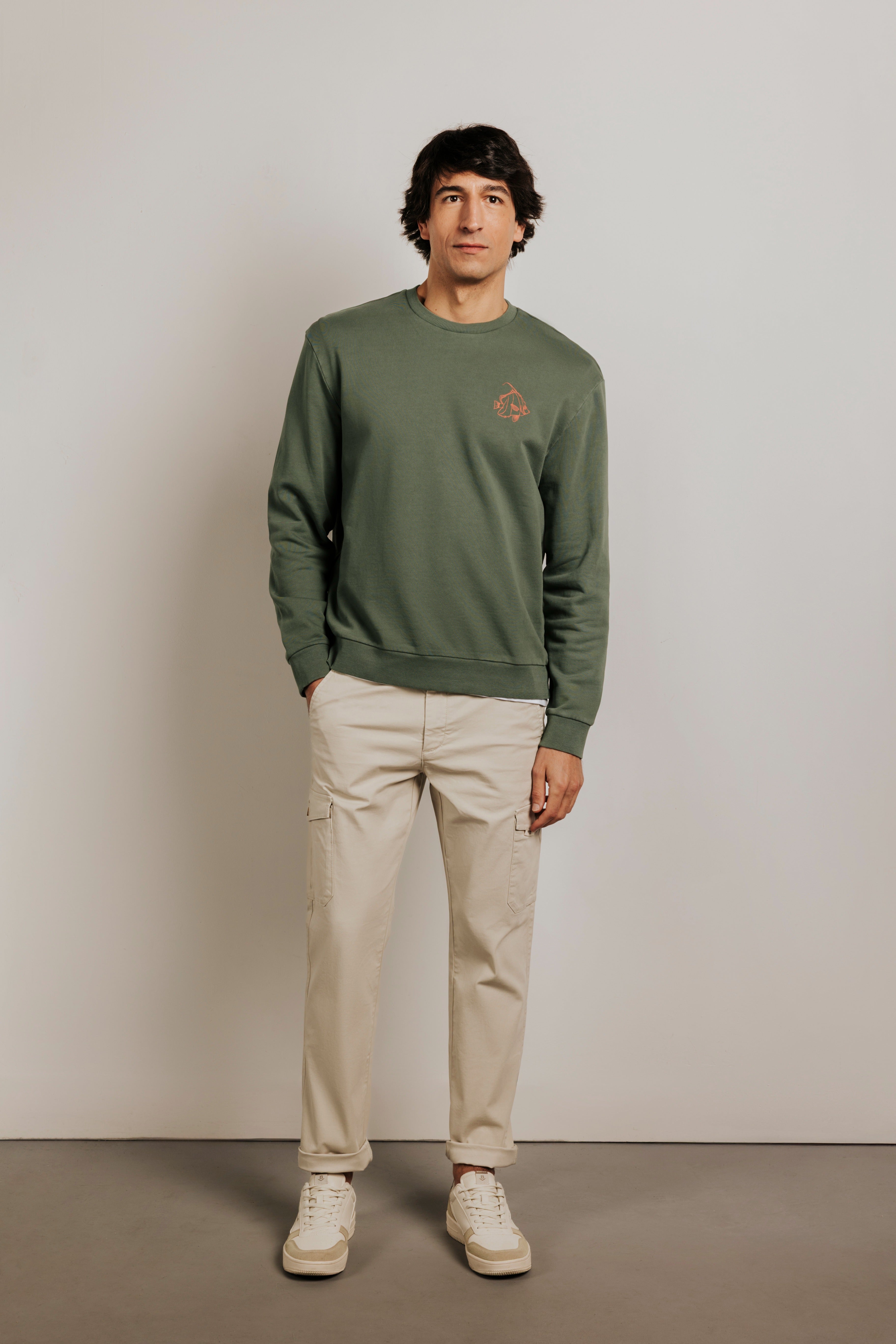 Graphic sweatshirt with a fish design.