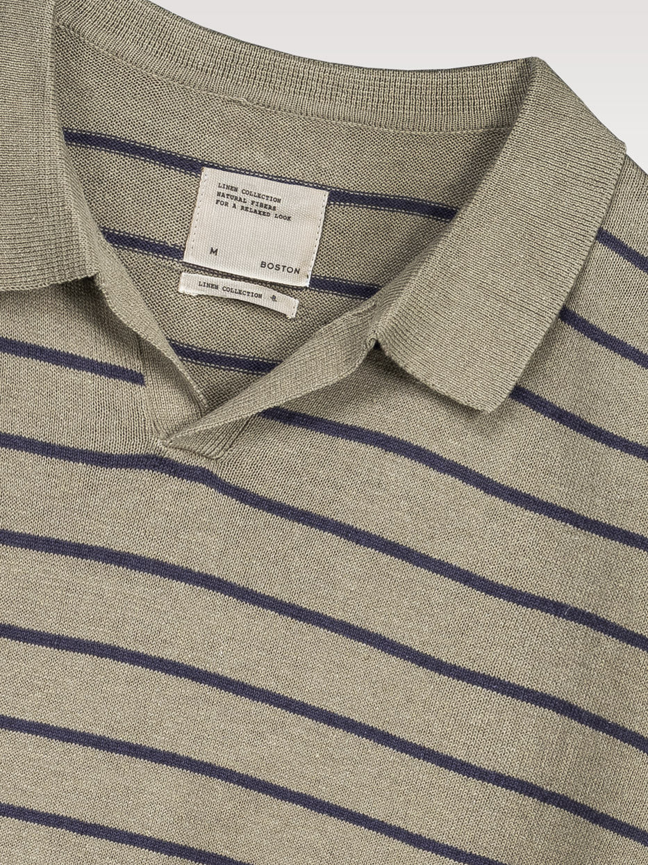 Striped knitted resort polo shirt