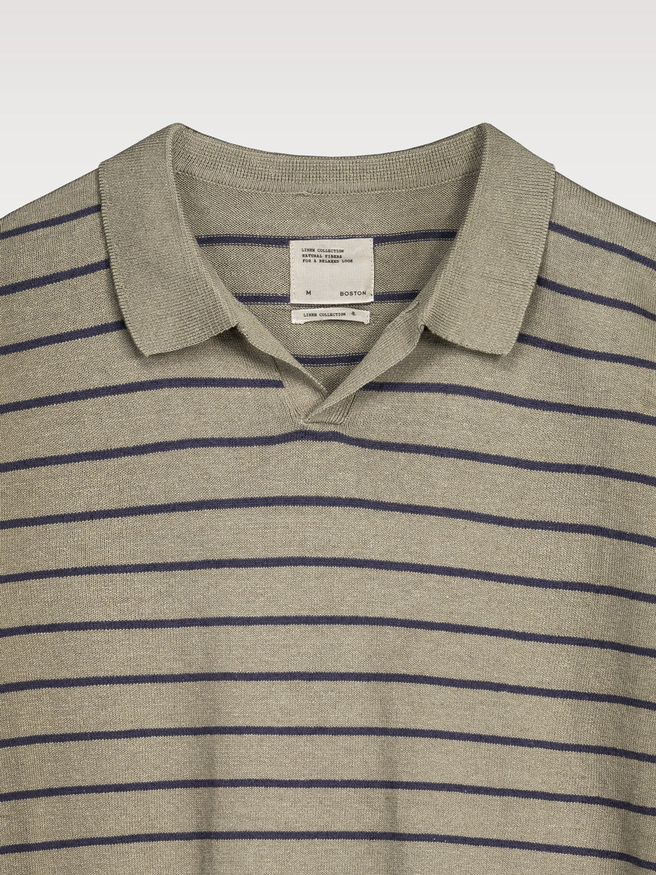 Striped knitted resort polo shirt