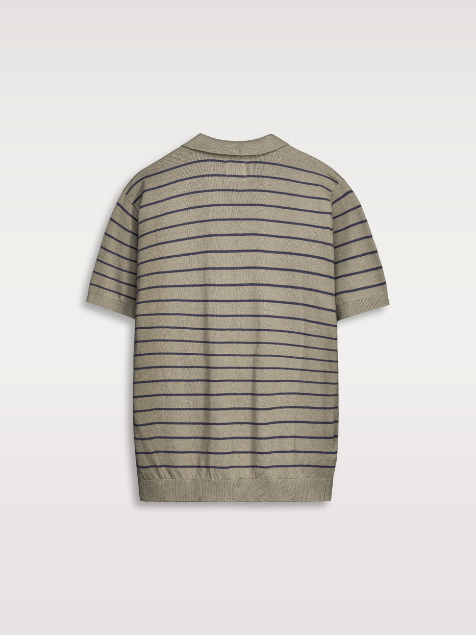 Striped knitted resort polo shirt