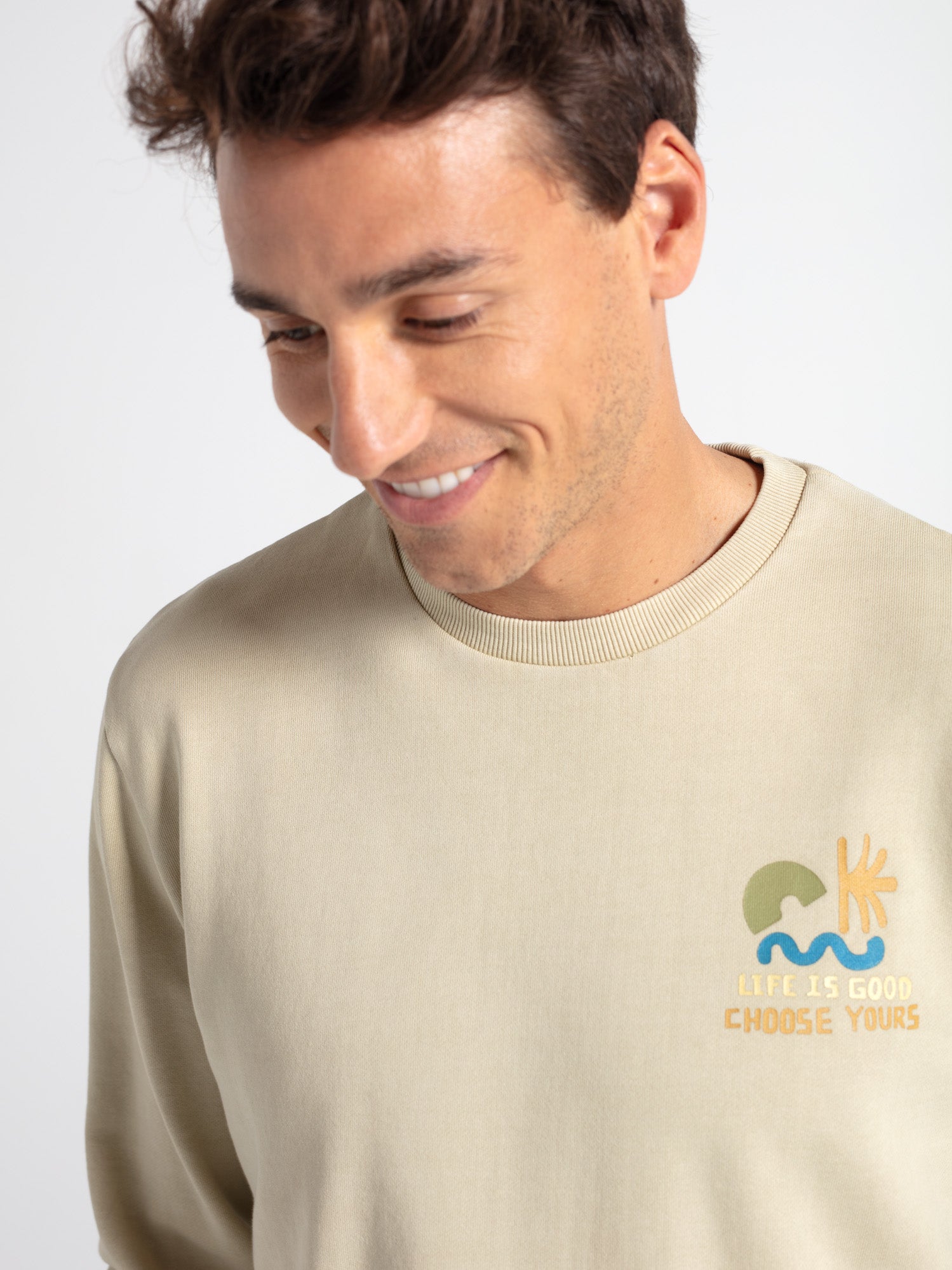 Cotton sweatshirt with the slogan "Life is good"