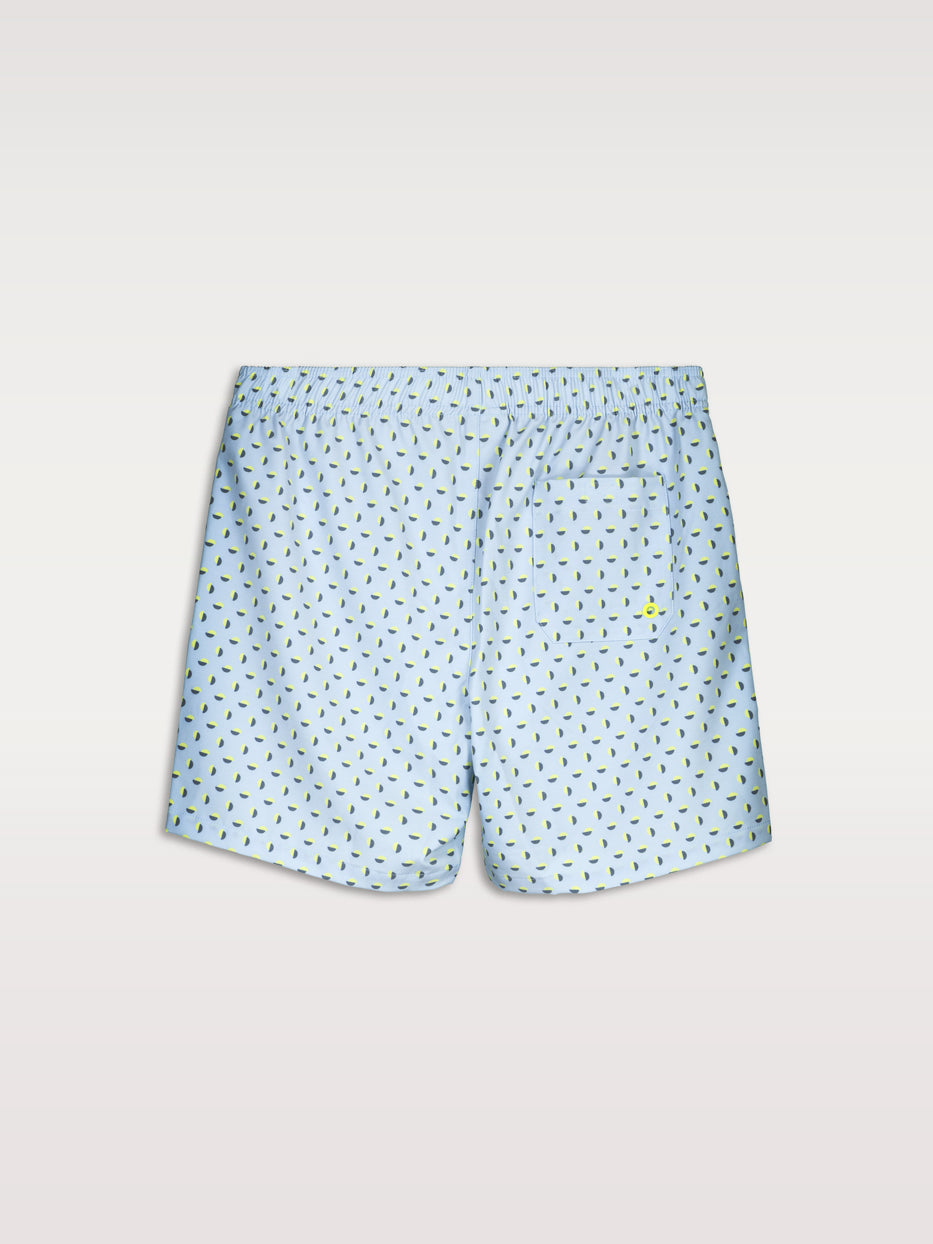 Rubber swimsuit with polka dot print.