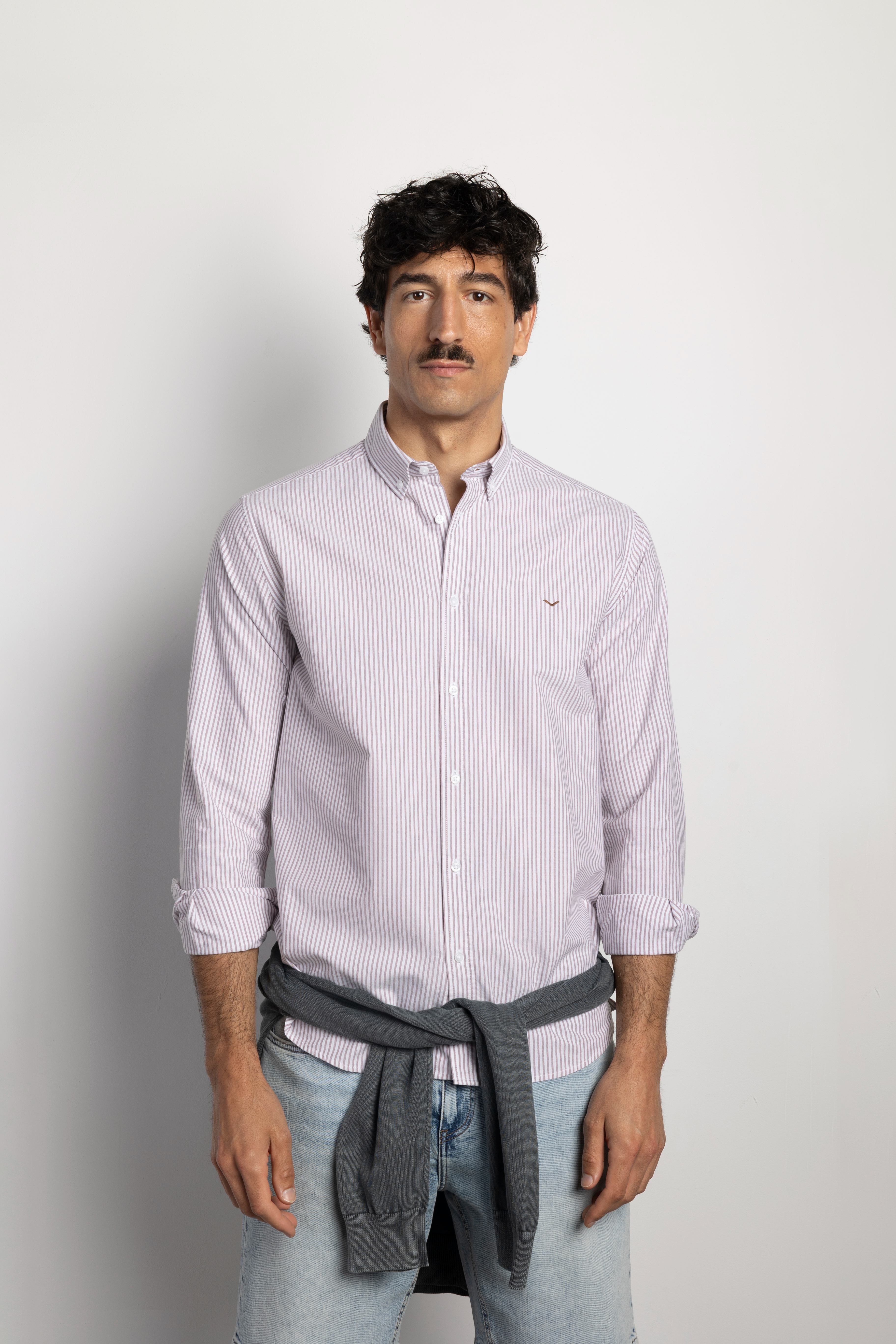 Camisa regular oxford rayas