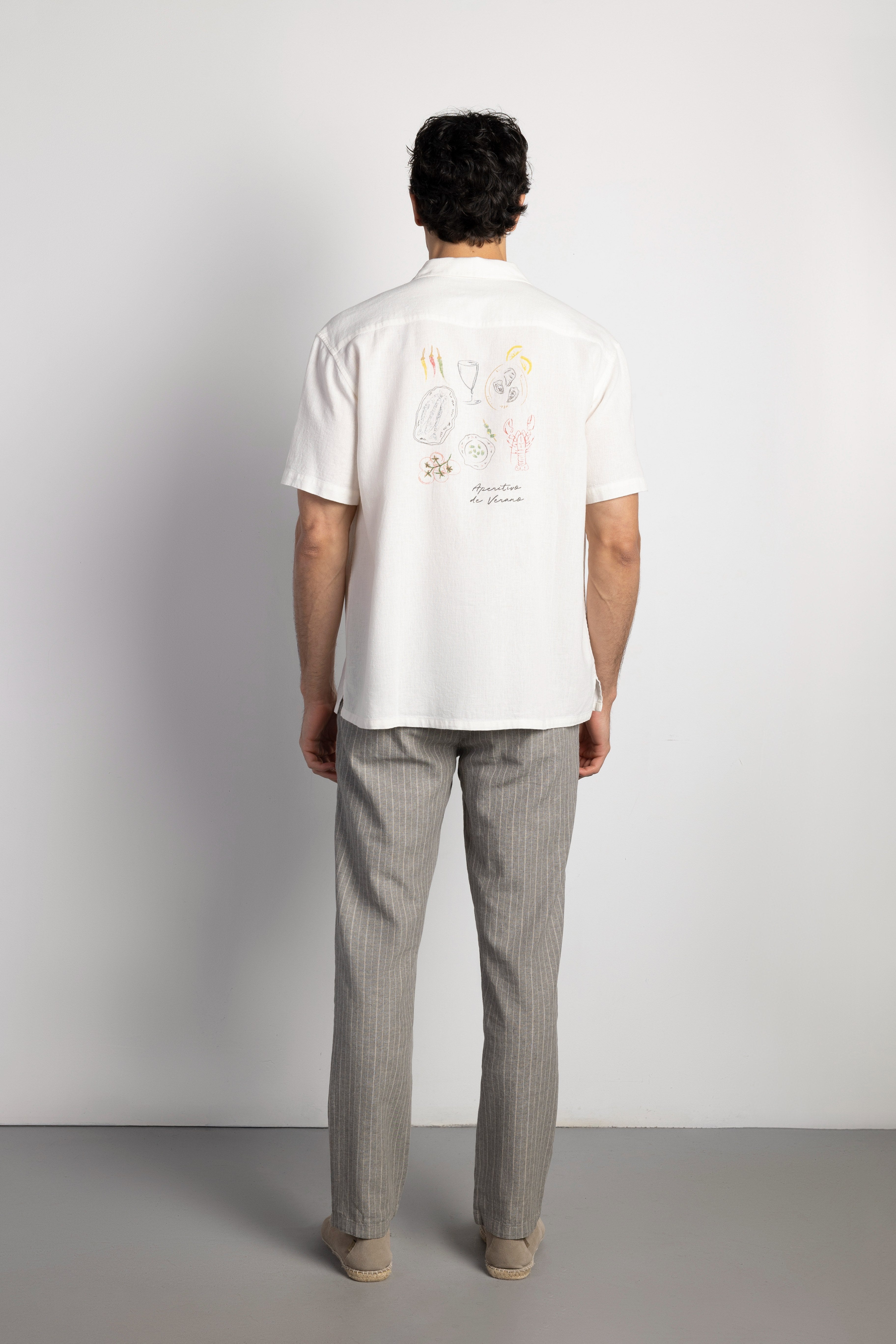 Pantalón lino rayas