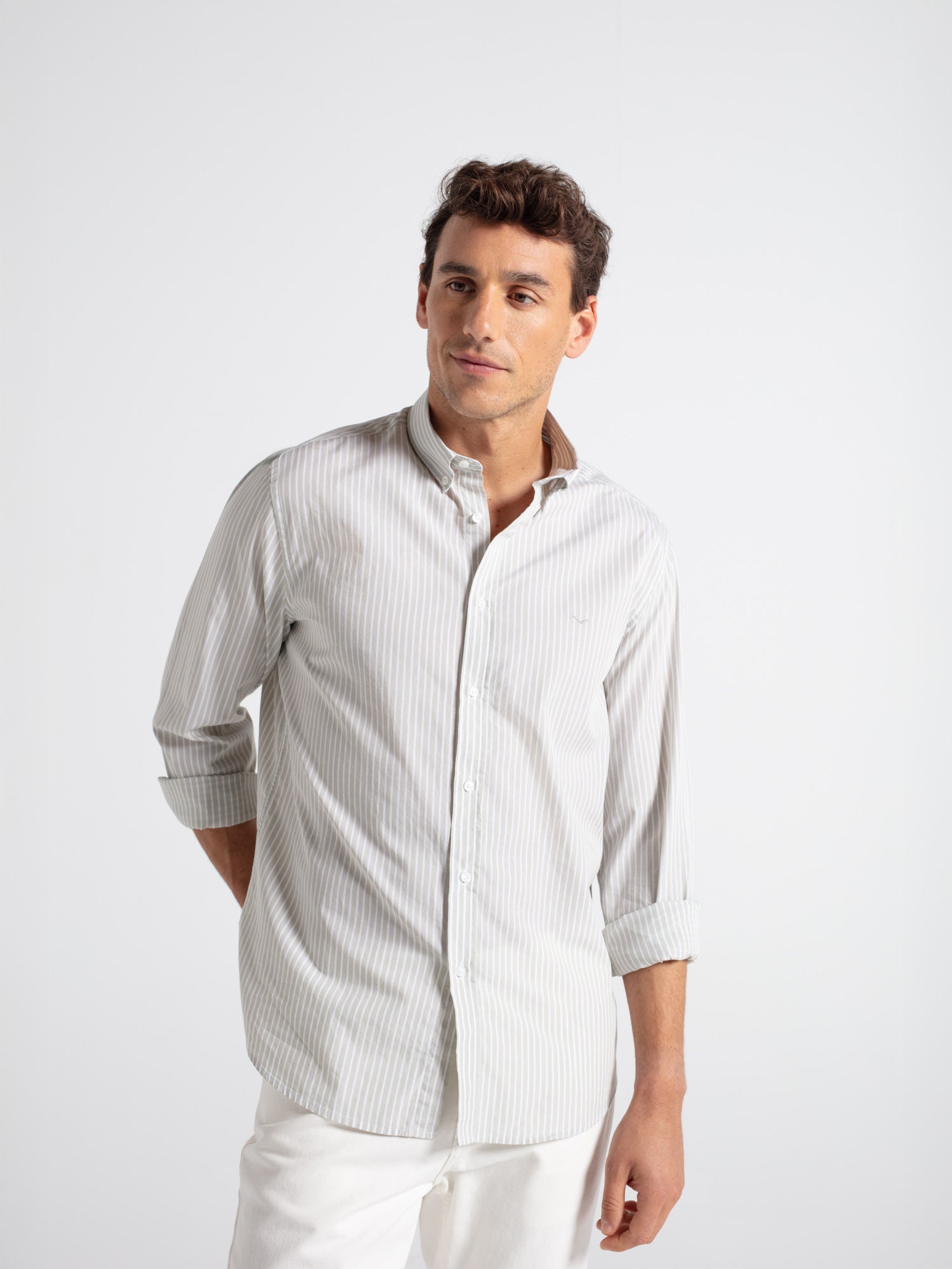 Cotton poplin striped shirt