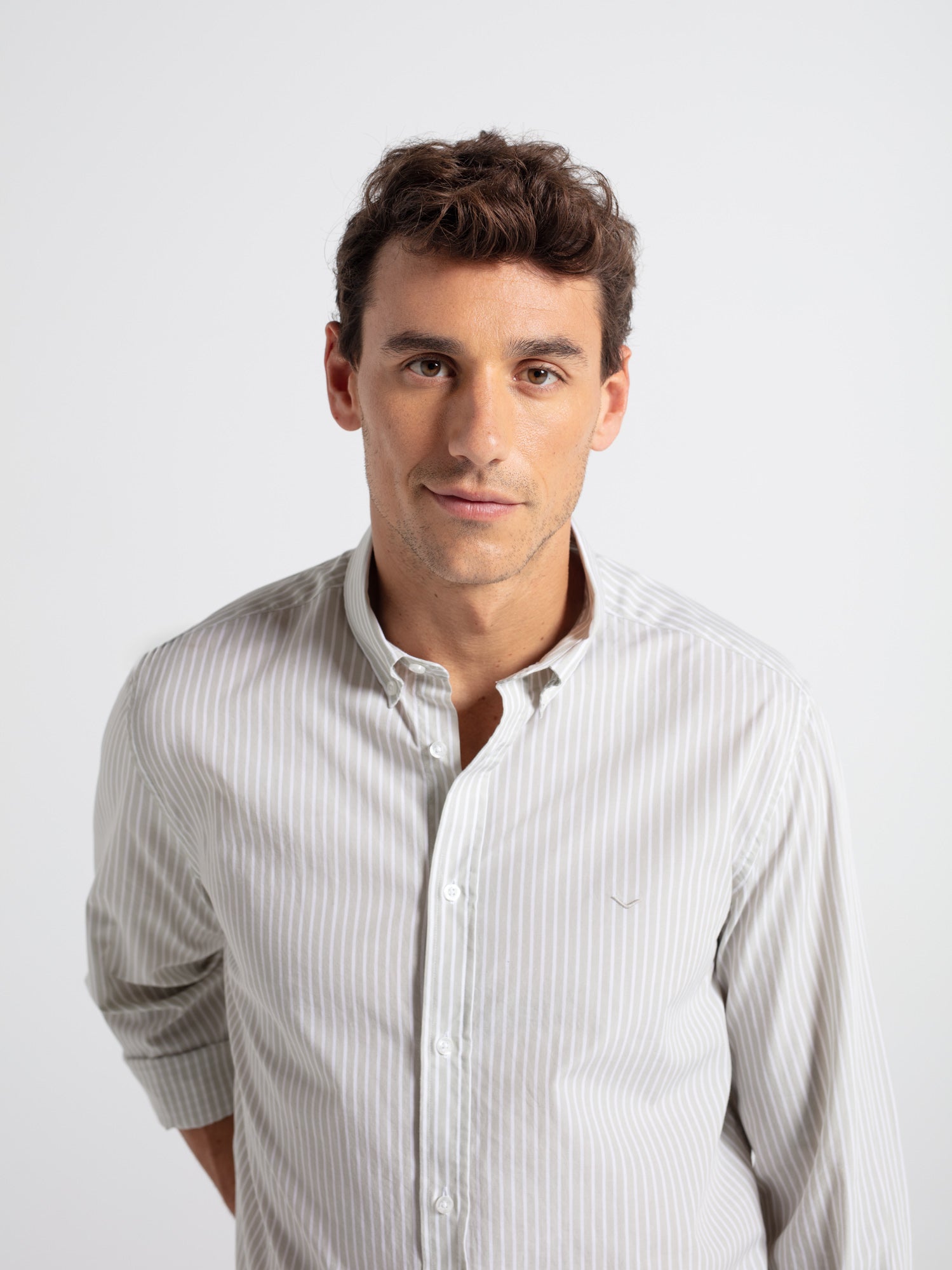 Cotton poplin striped shirt