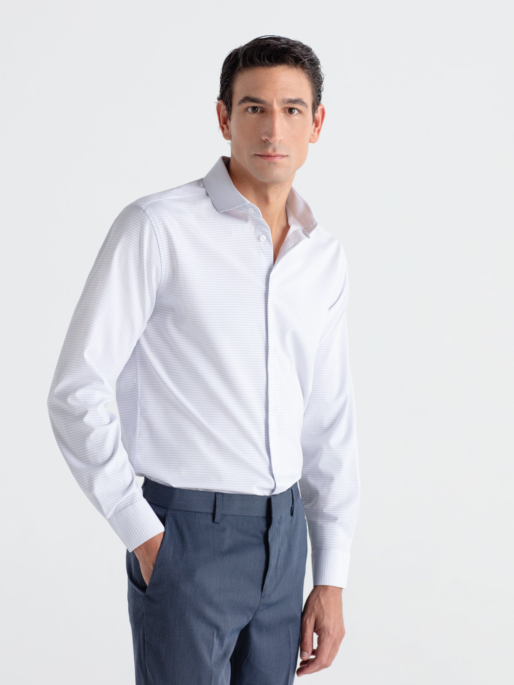 Bamboo shirt with horizontal stripes