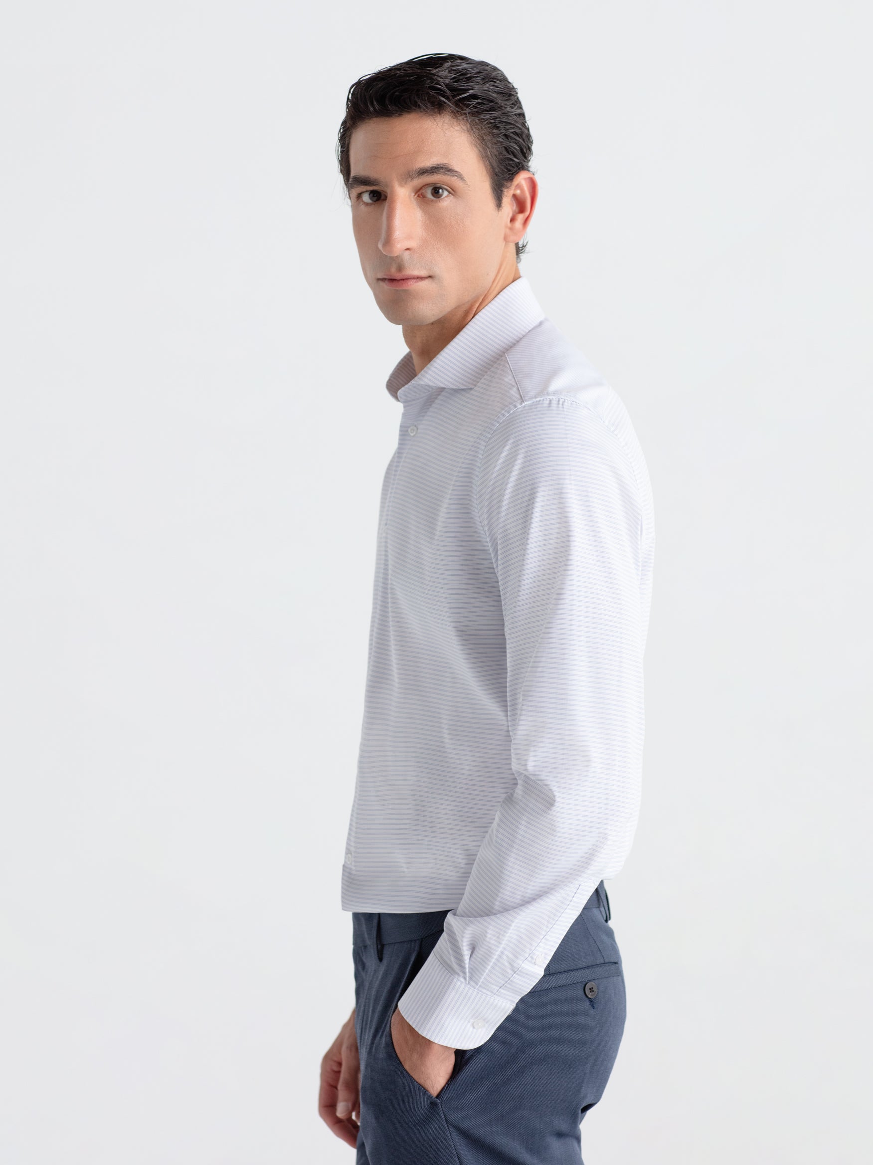 Bamboo shirt with horizontal stripes