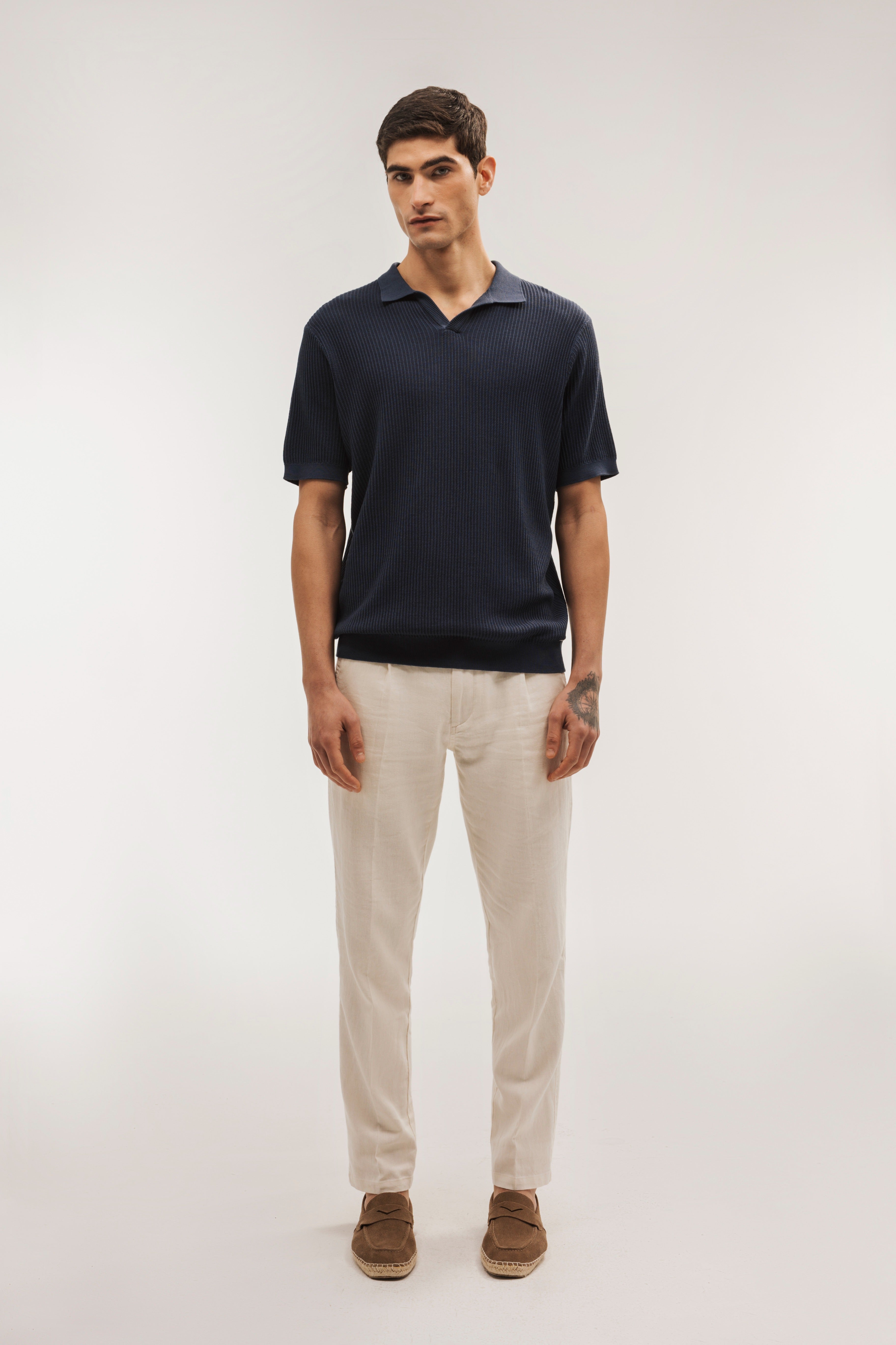 Polo shirt, short sleeve, structured knit