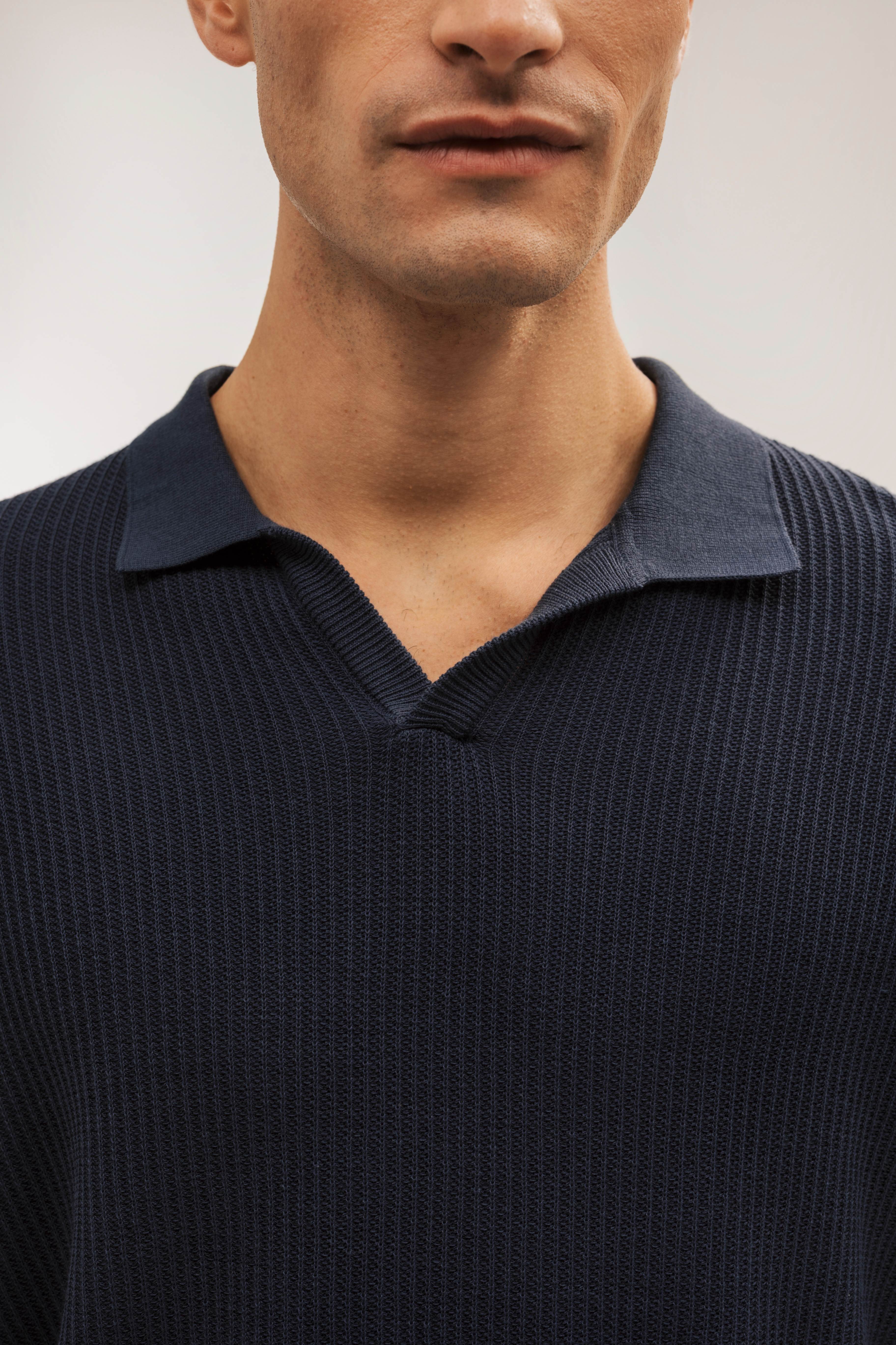 Polo shirt, short sleeve, structured knit