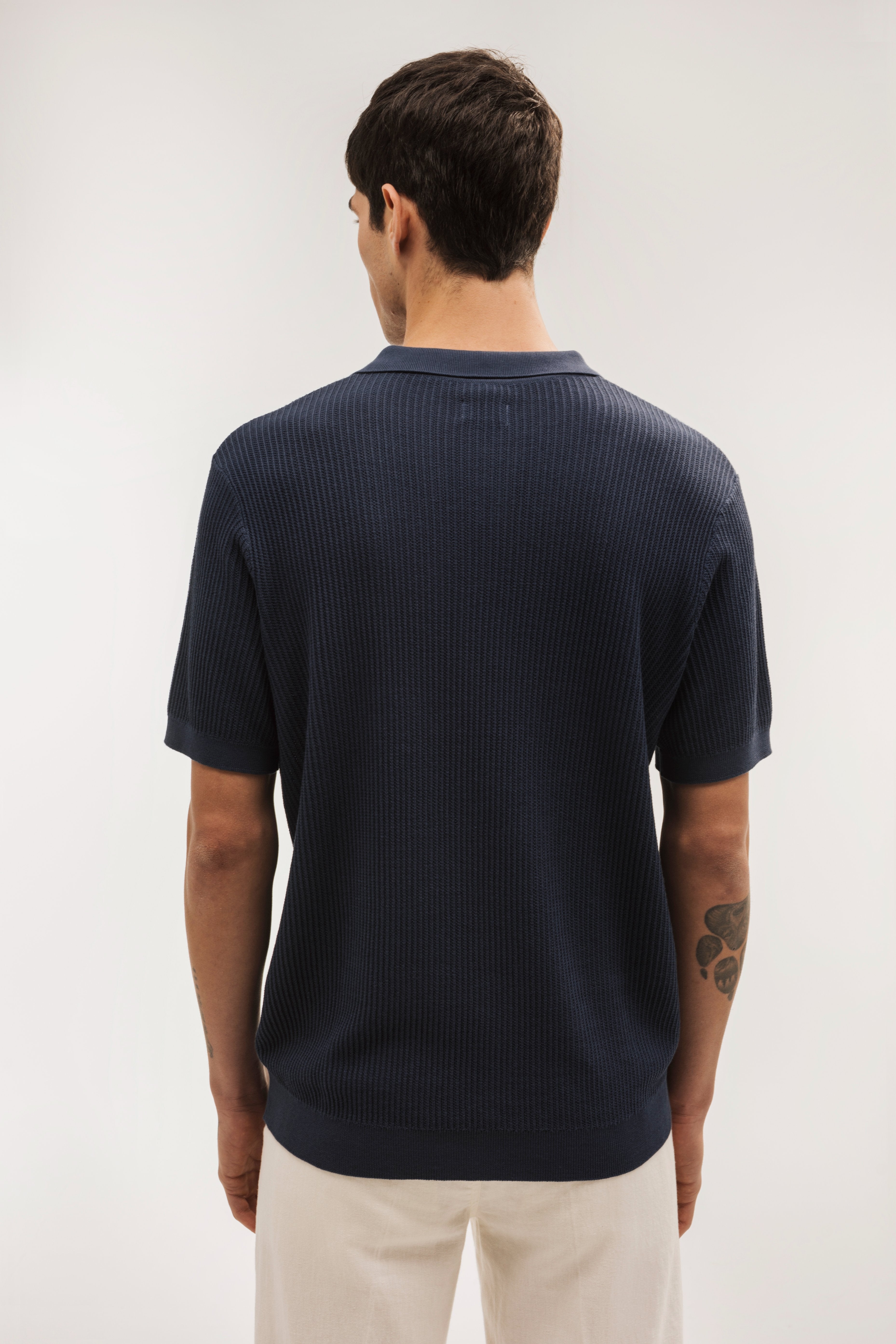 Polo shirt, short sleeve, structured knit