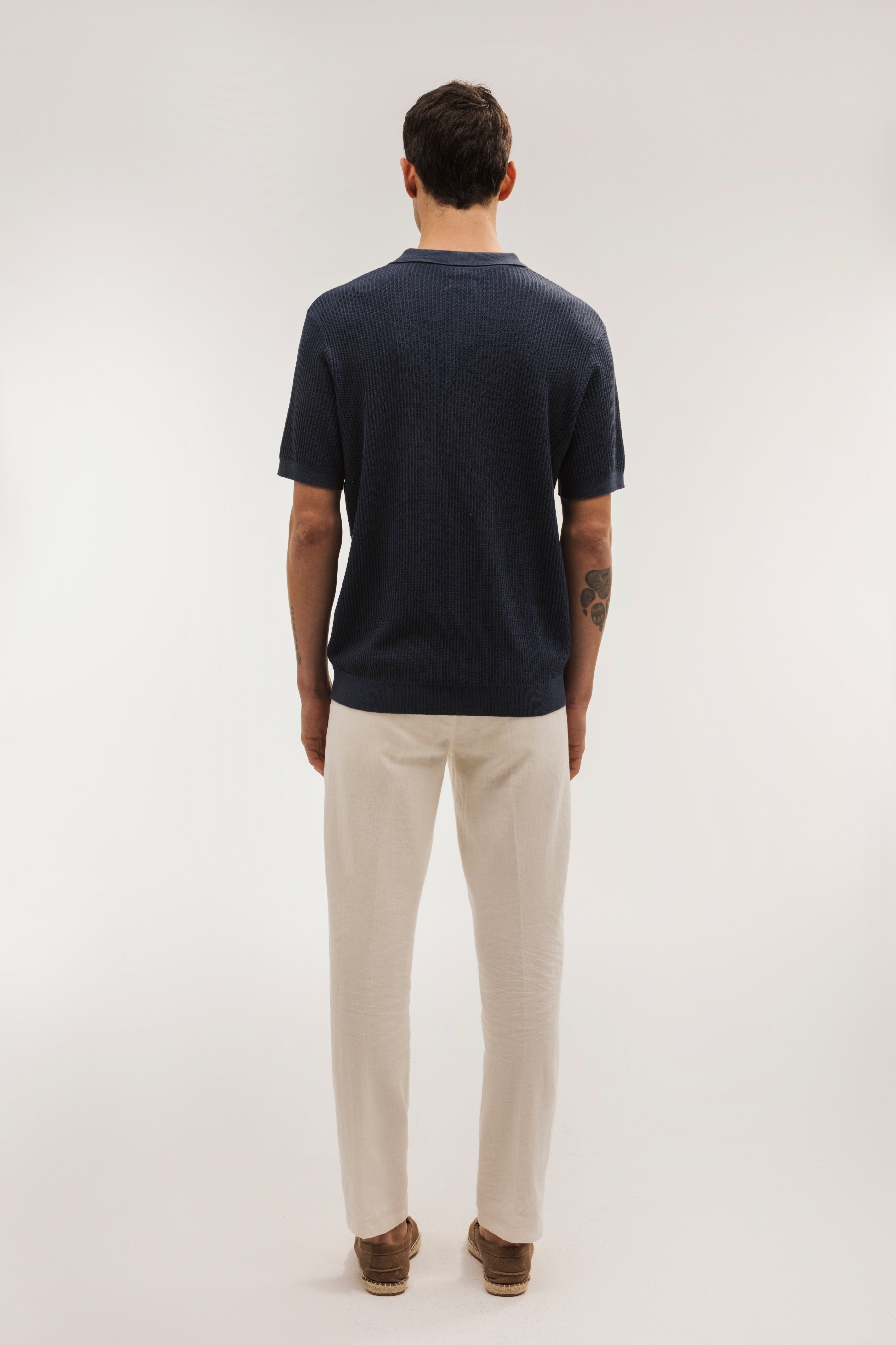 Polo shirt, short sleeve, structured knit