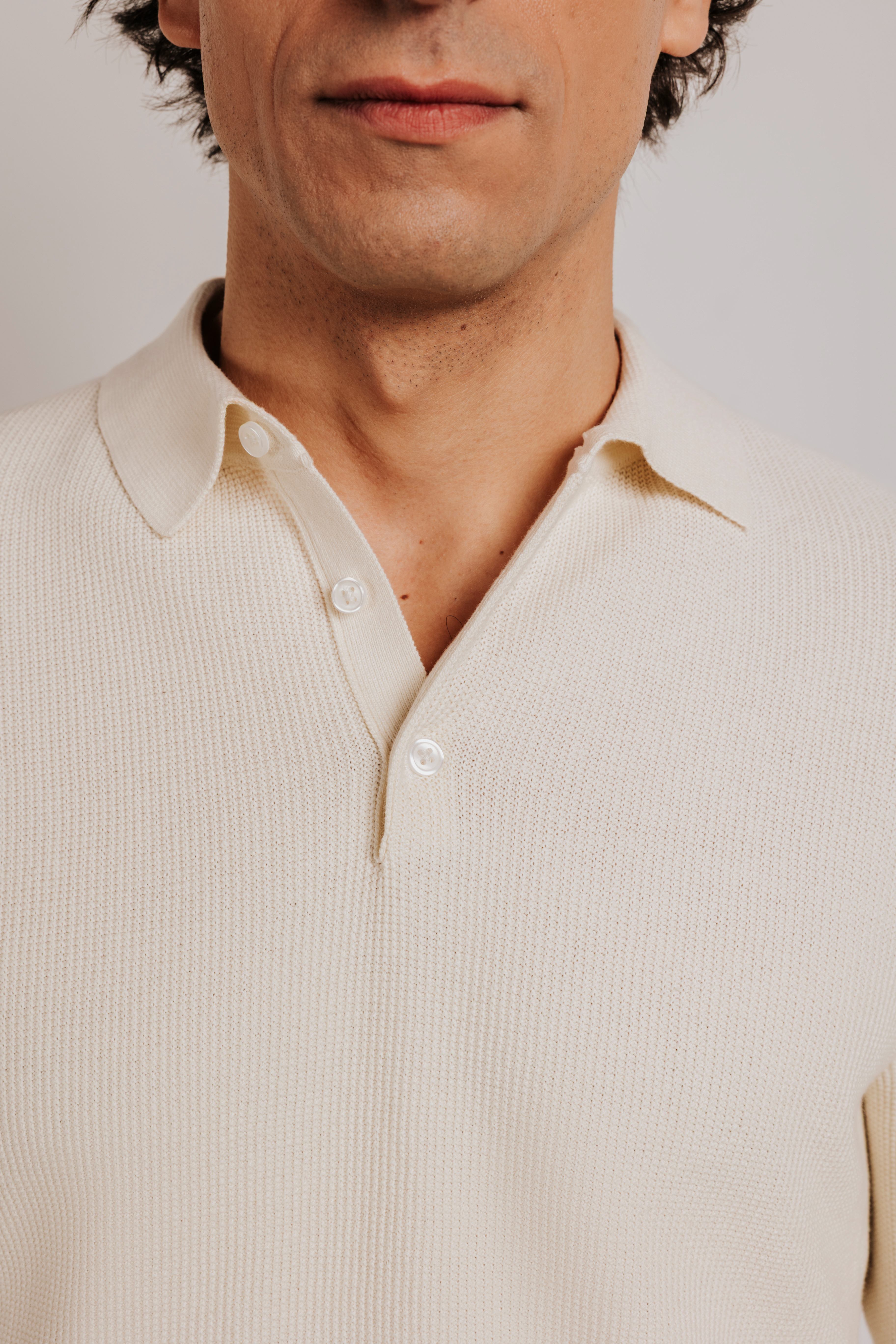 structured cotton polo neck jersey