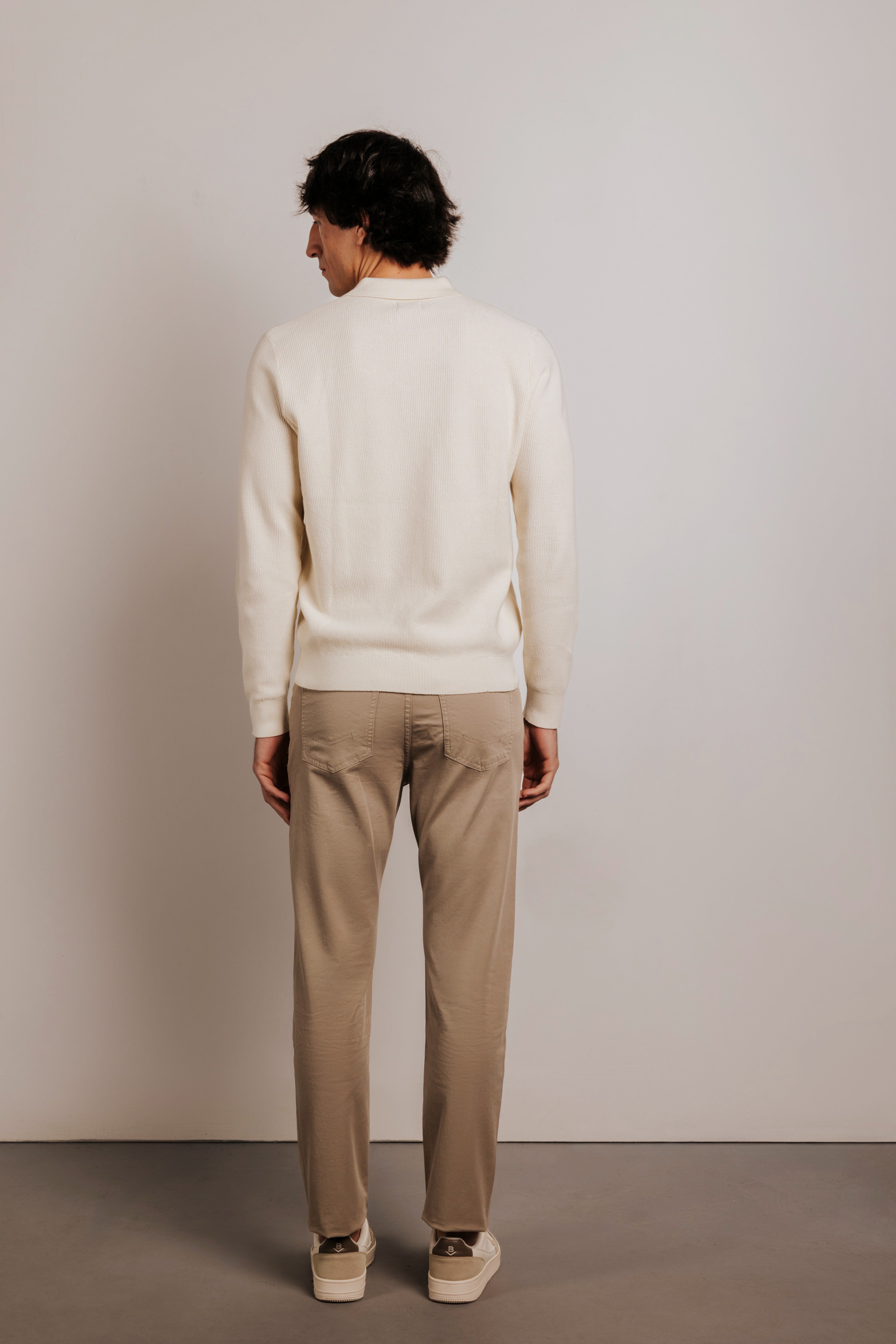 structured cotton polo neck jersey
