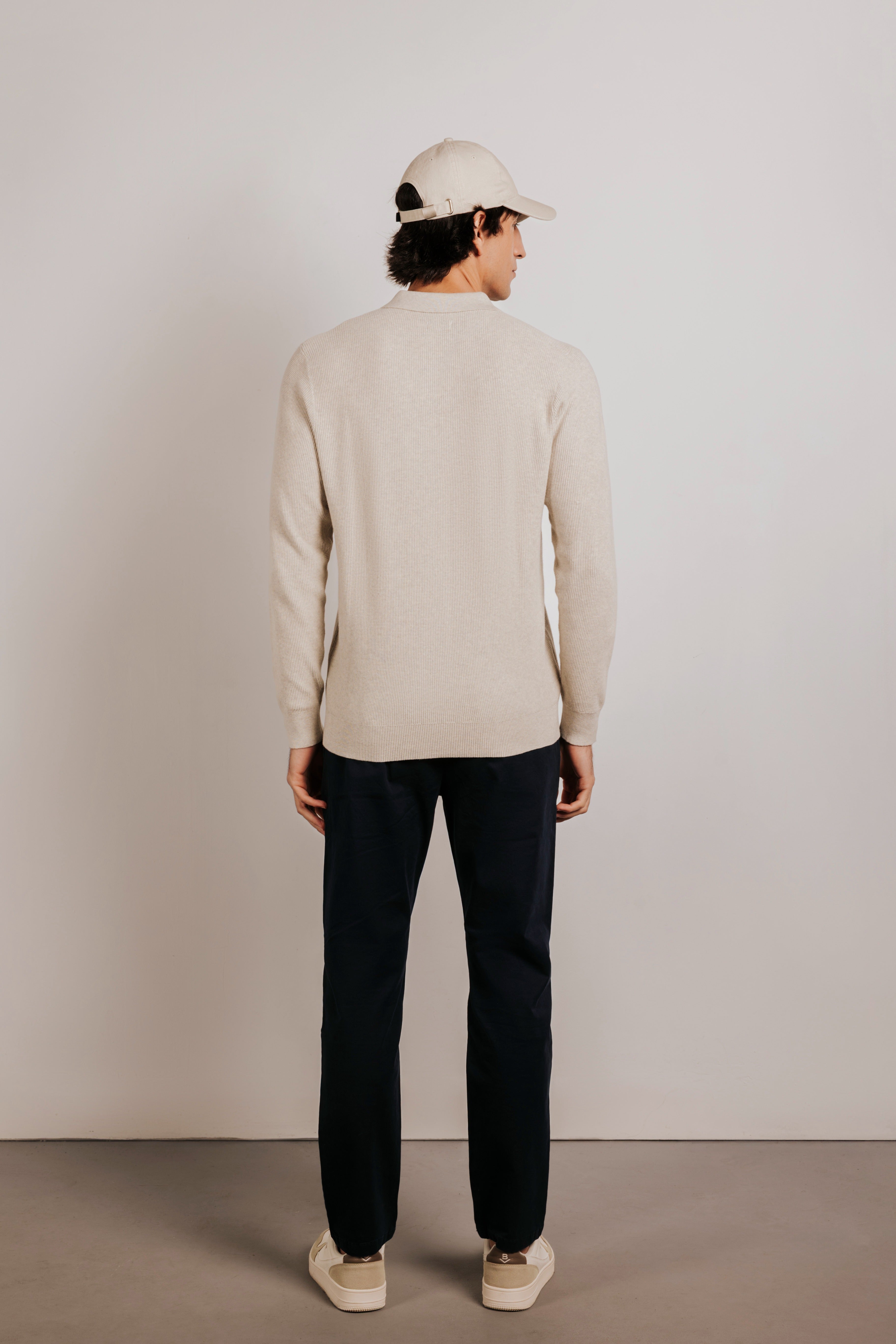 structured cotton polo neck jersey