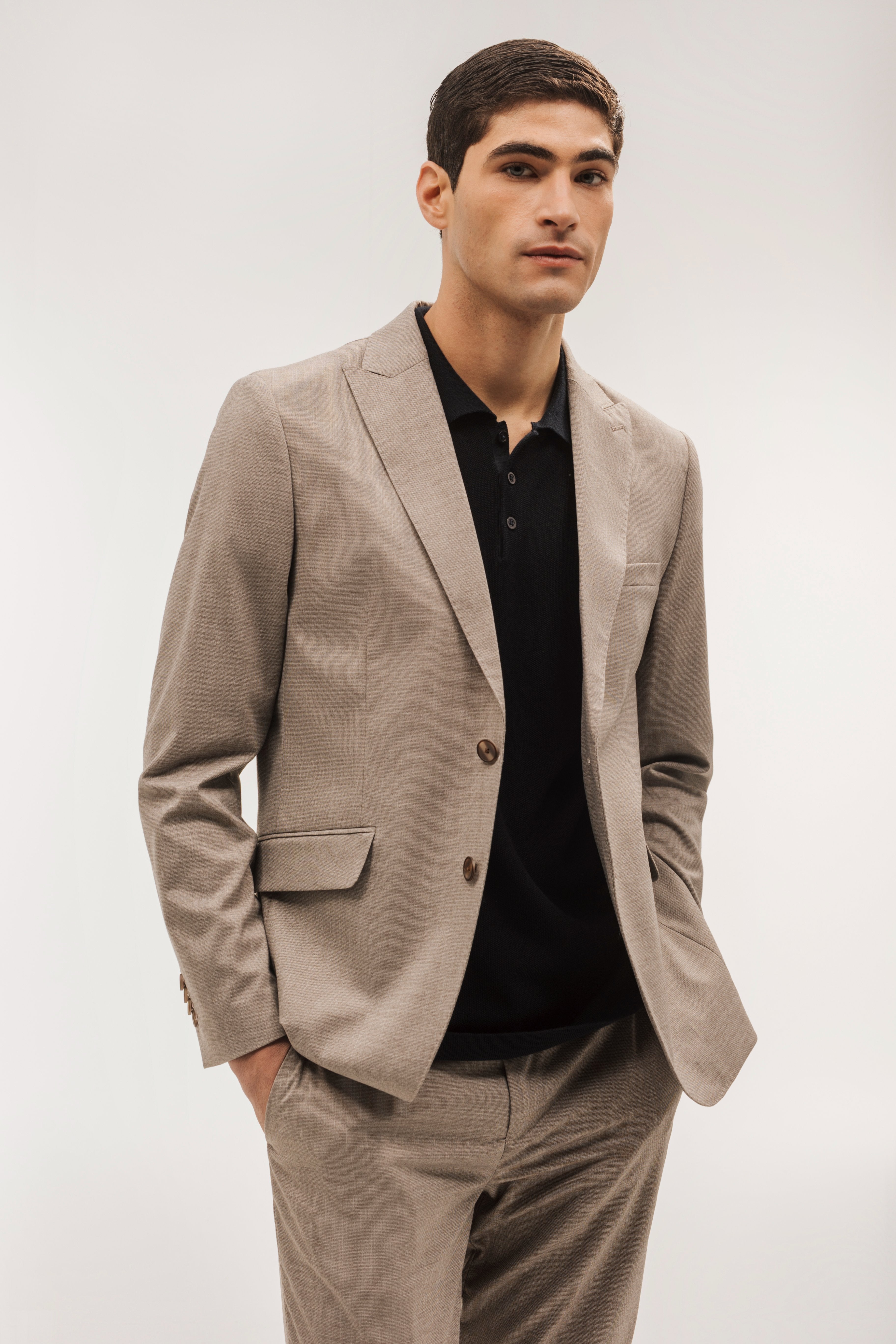 Americana traje slim fit falso liso