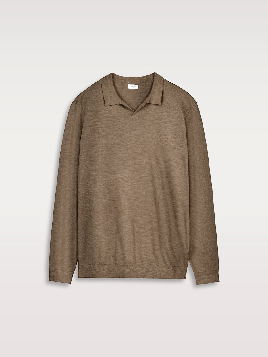 Flame-colored polo neck sweater