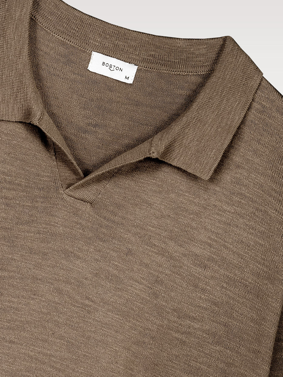 Flame-colored polo neck sweater