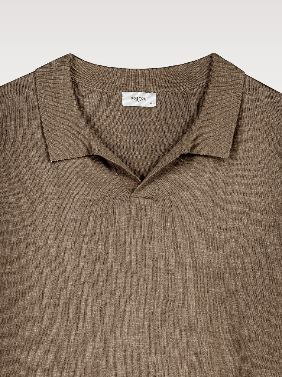 Flame-colored polo neck sweater