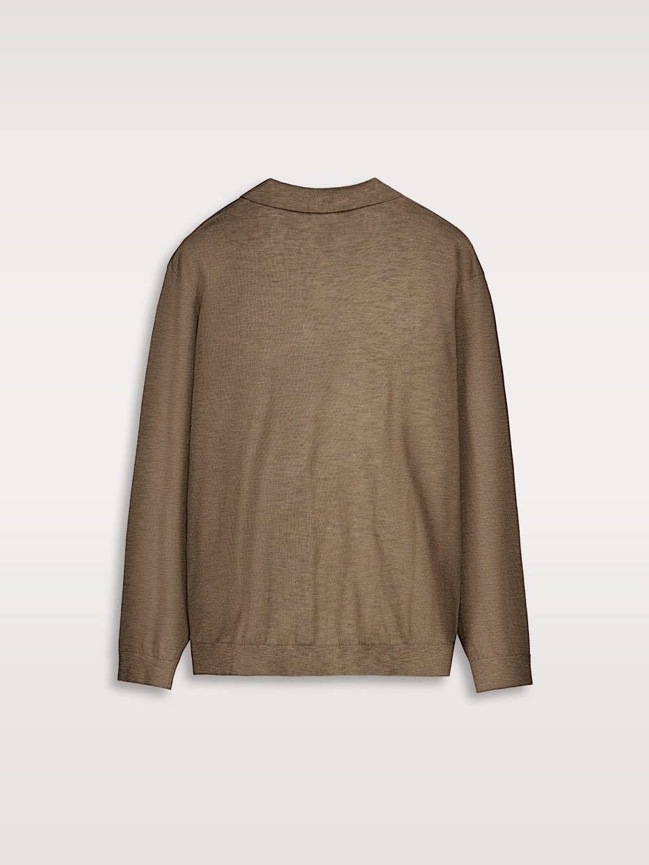 Flame-colored polo neck sweater