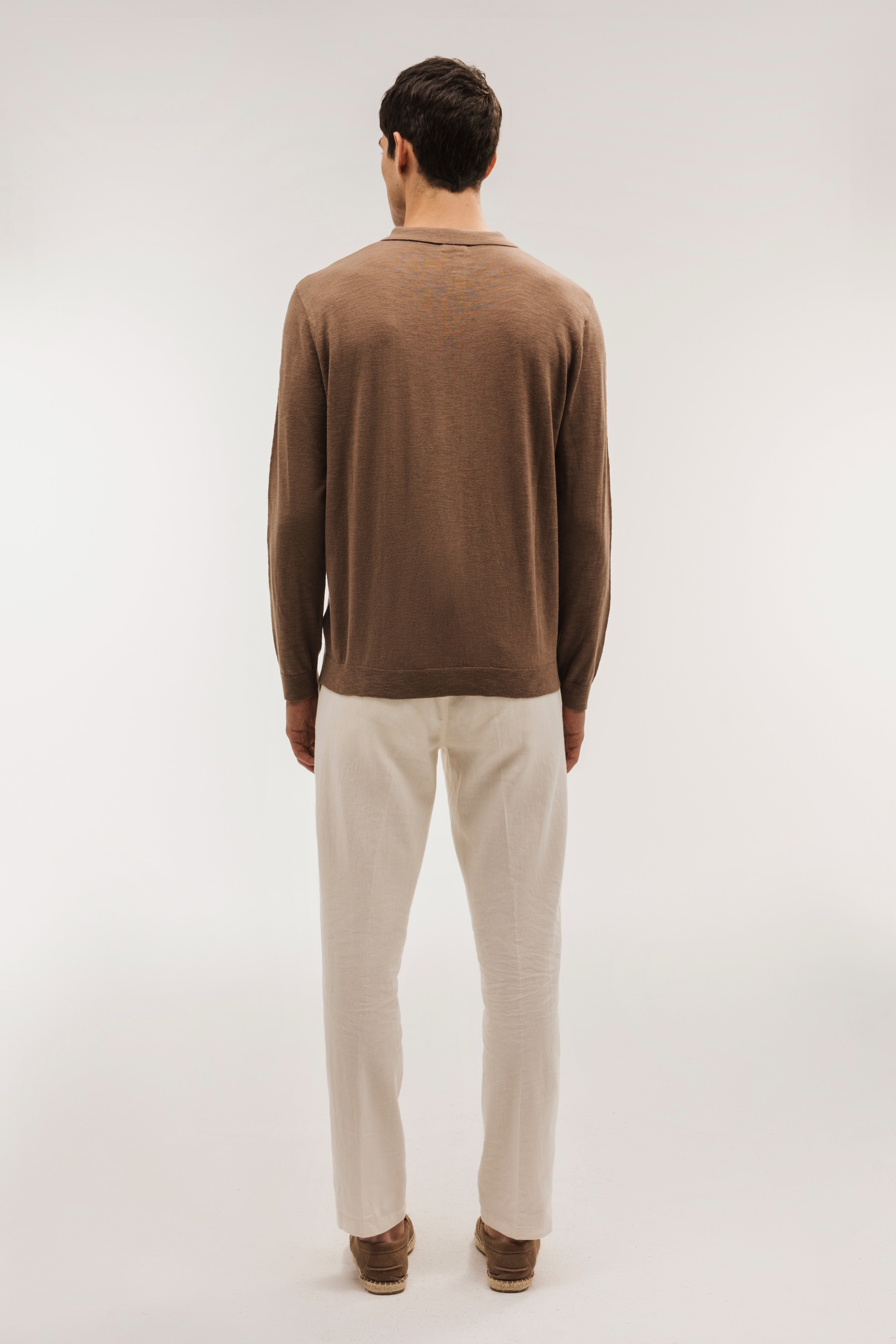 Flame-colored polo neck sweater