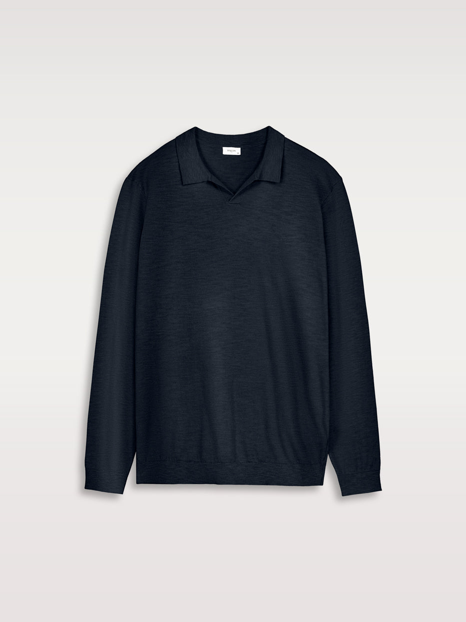 Flame-colored polo neck sweater
