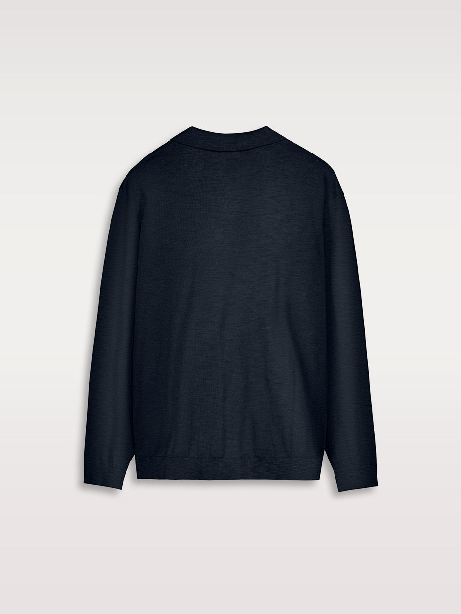 Flame-colored polo neck sweater