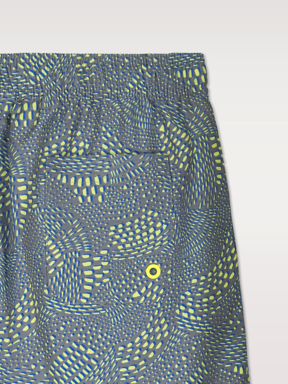 Rubber swimsuit with spotty print.