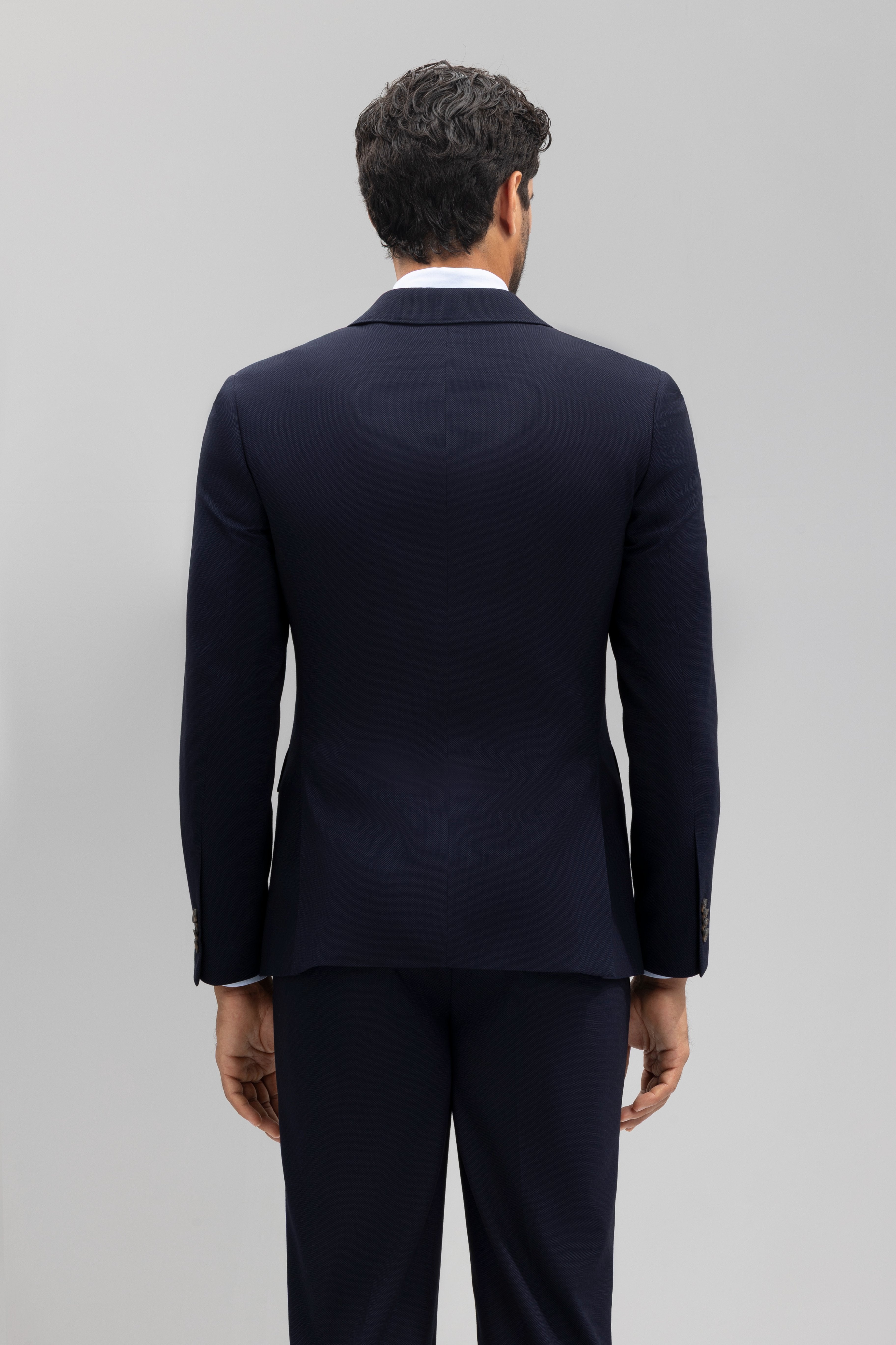 Americana cruzada traje slim falso liso