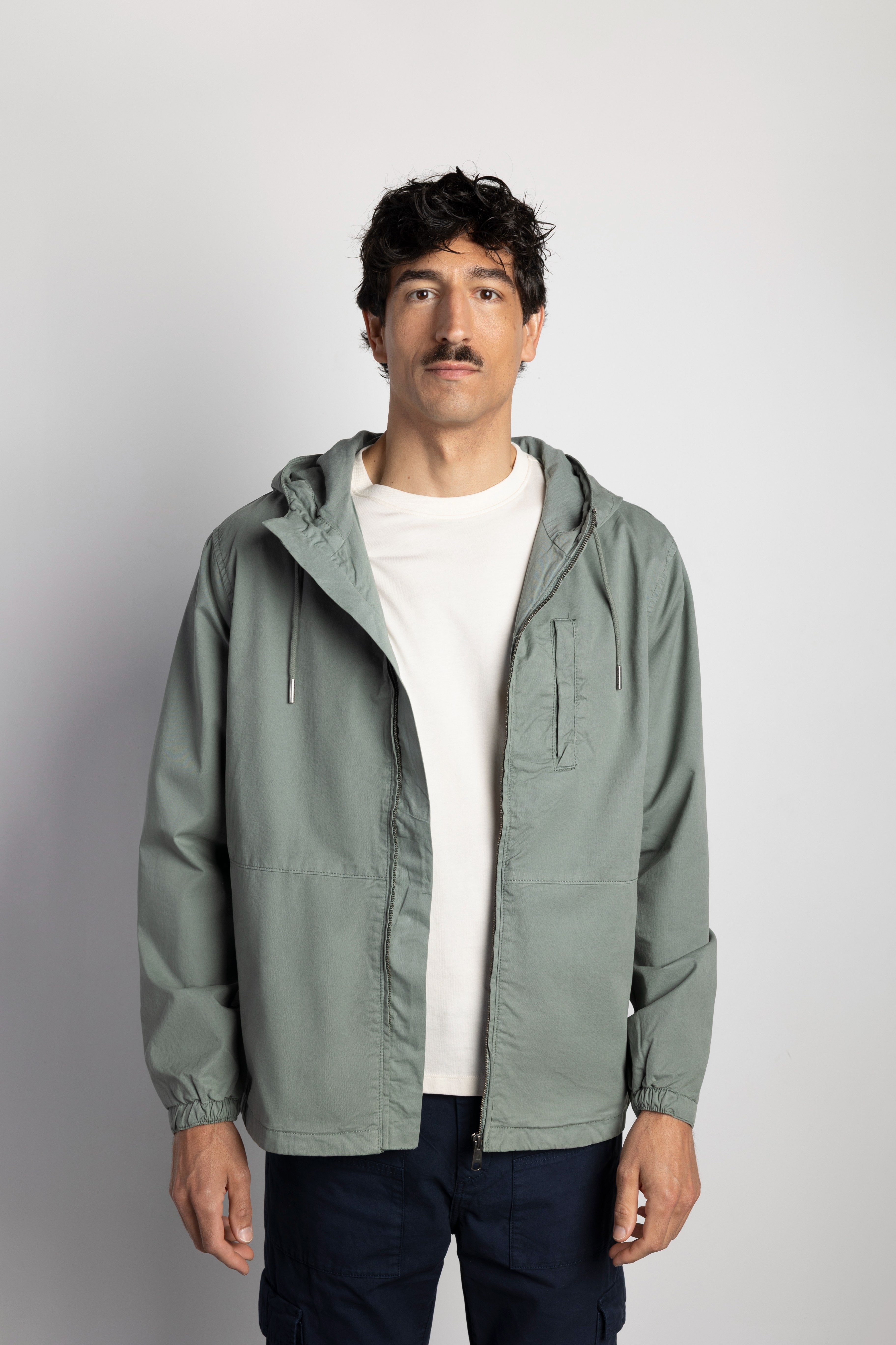 Worker jacket with hood