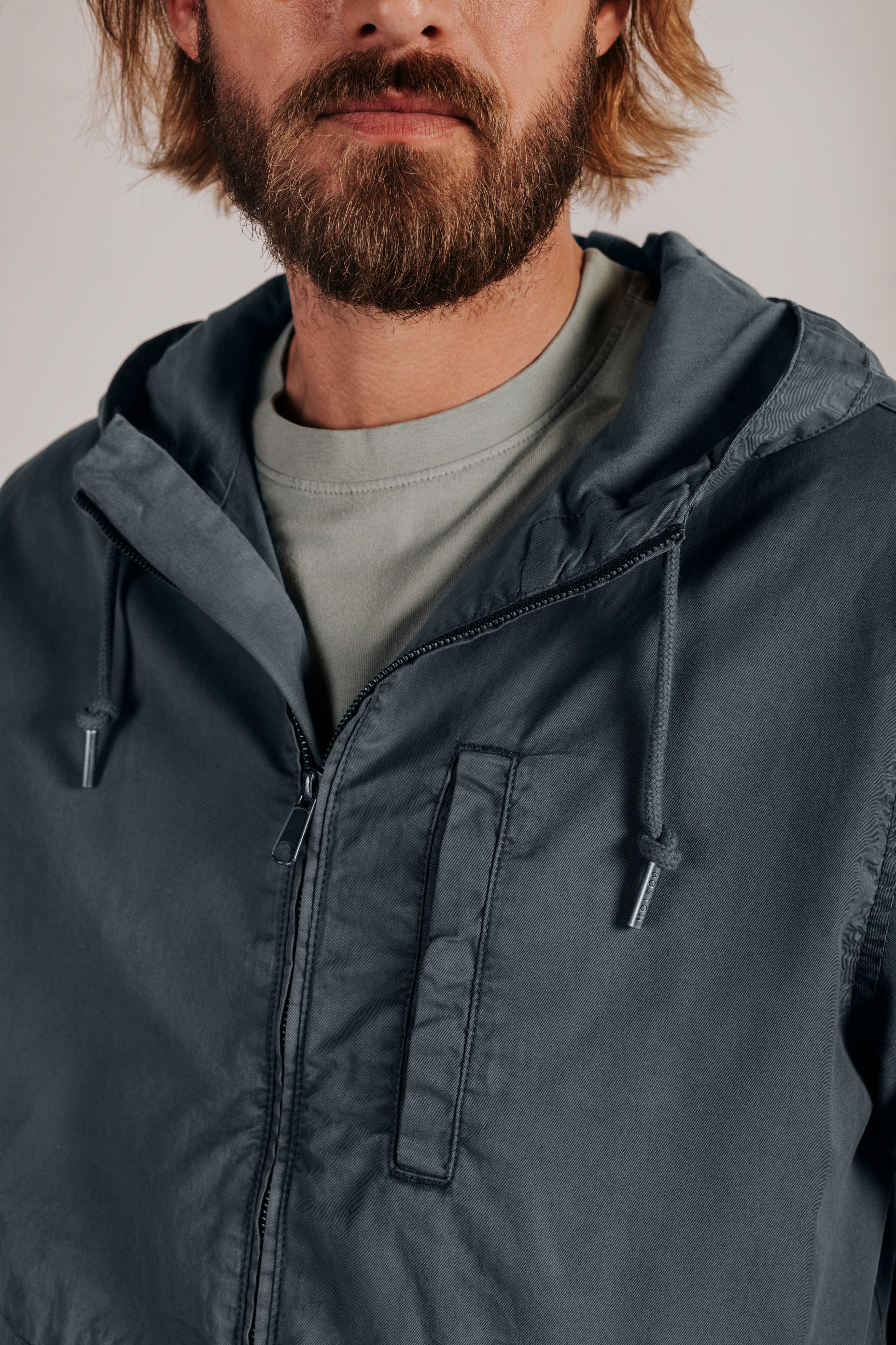Worker jacket with hood