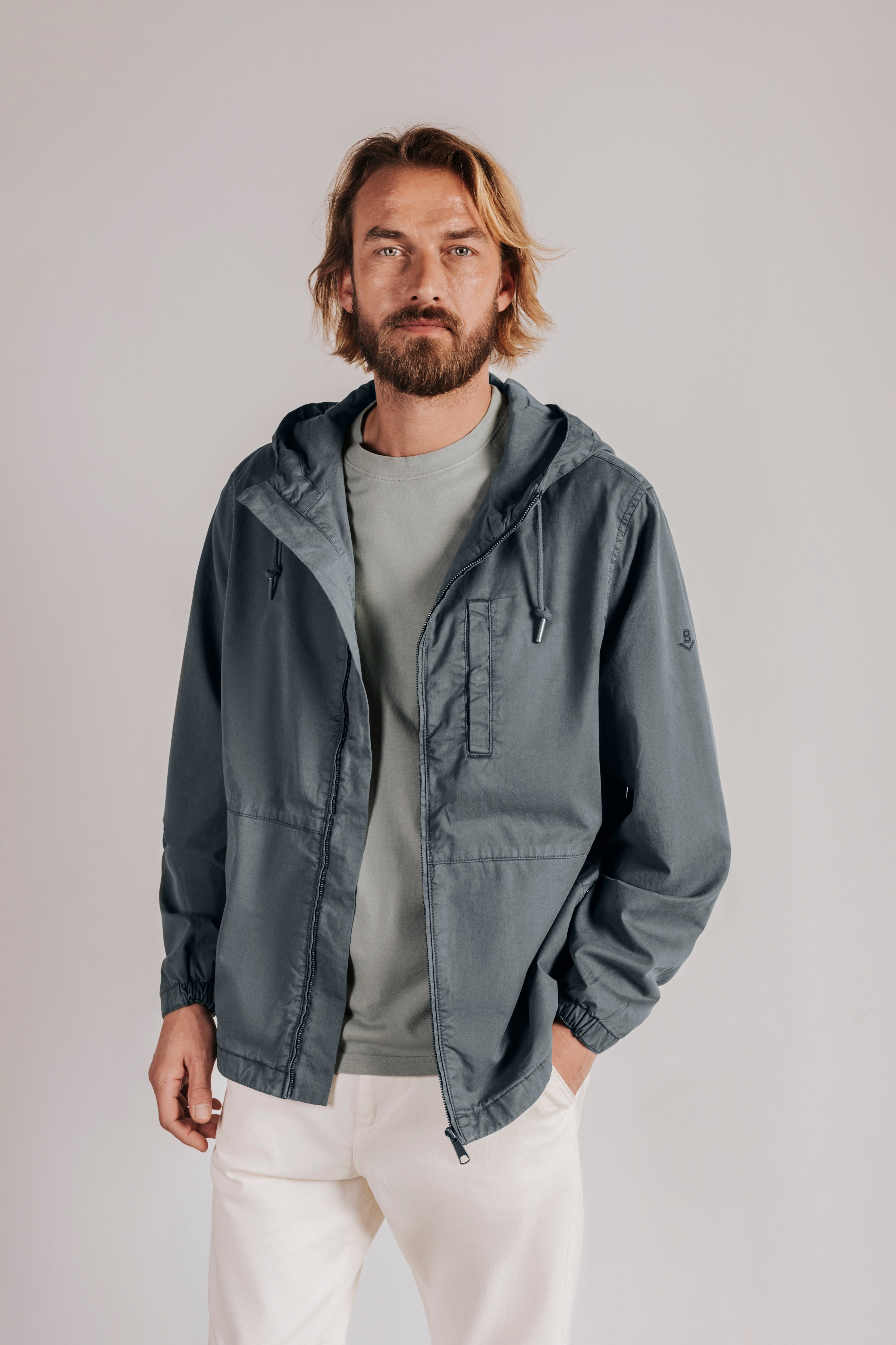 Worker jacket with hood