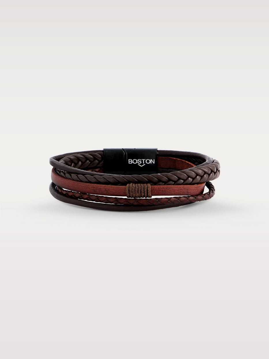 Pulsera piel trenza y lisas