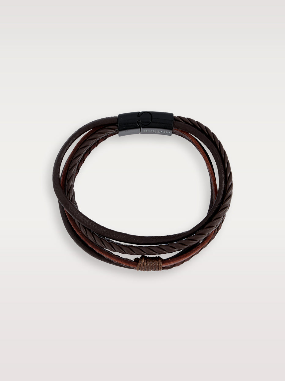 Pulsera piel trenza y lisas