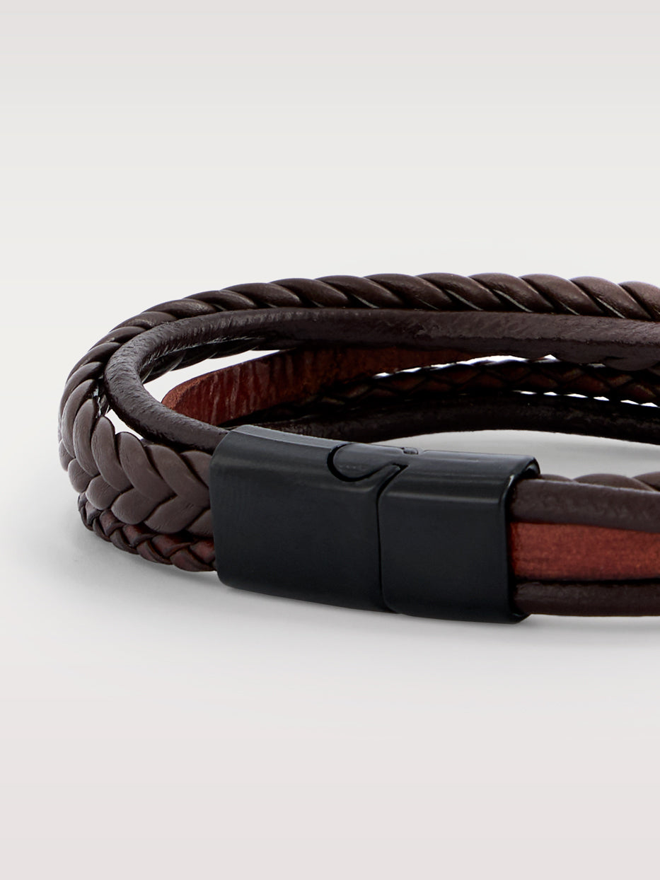 Pulsera piel trenza y lisas