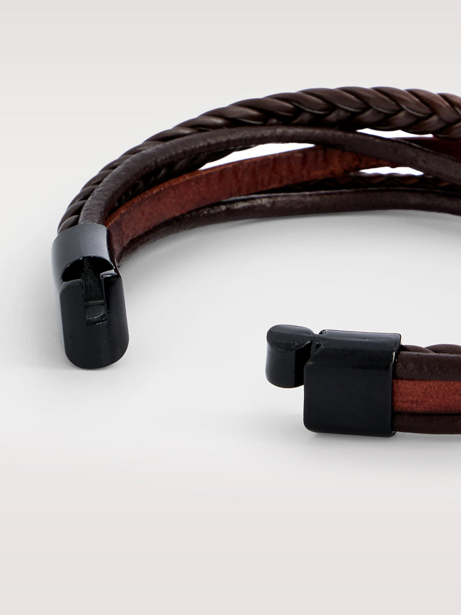 Pulsera piel trenza y lisas