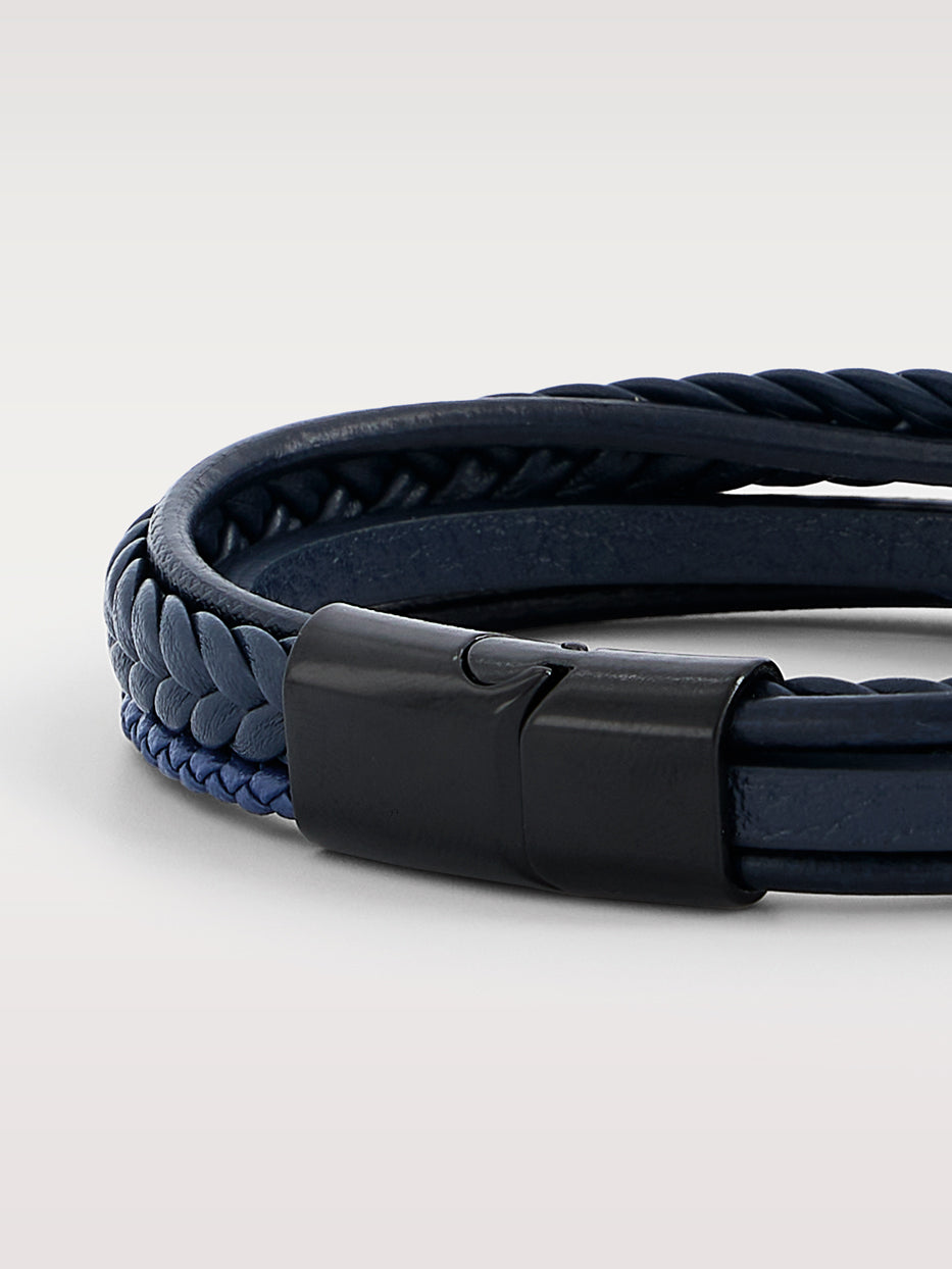 Pulsera piel trenza y lisas