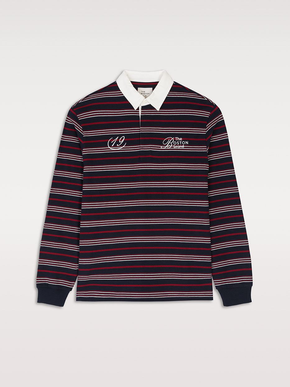 Polo relaxed fit rayas bordado