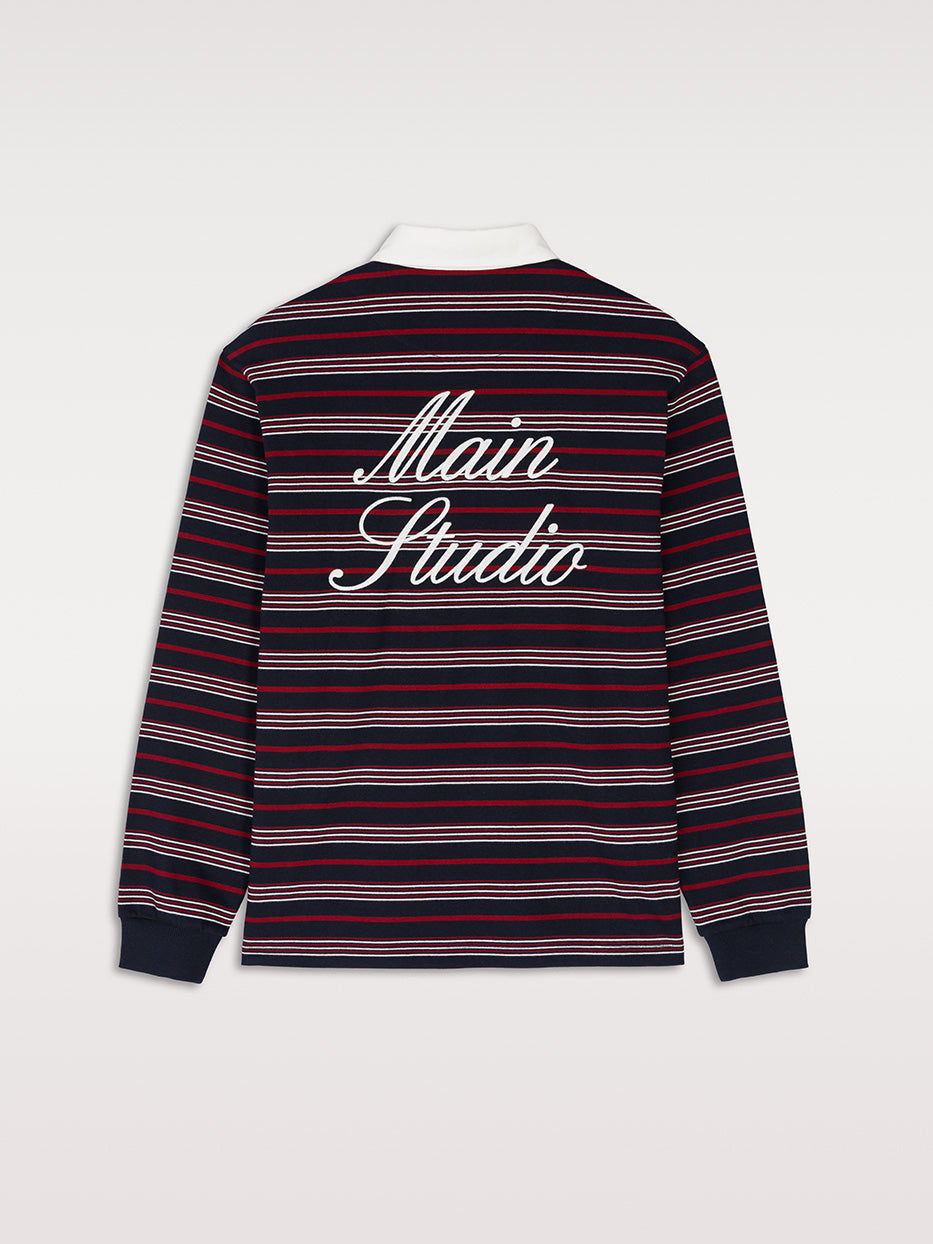 Polo relaxed fit rayas bordado