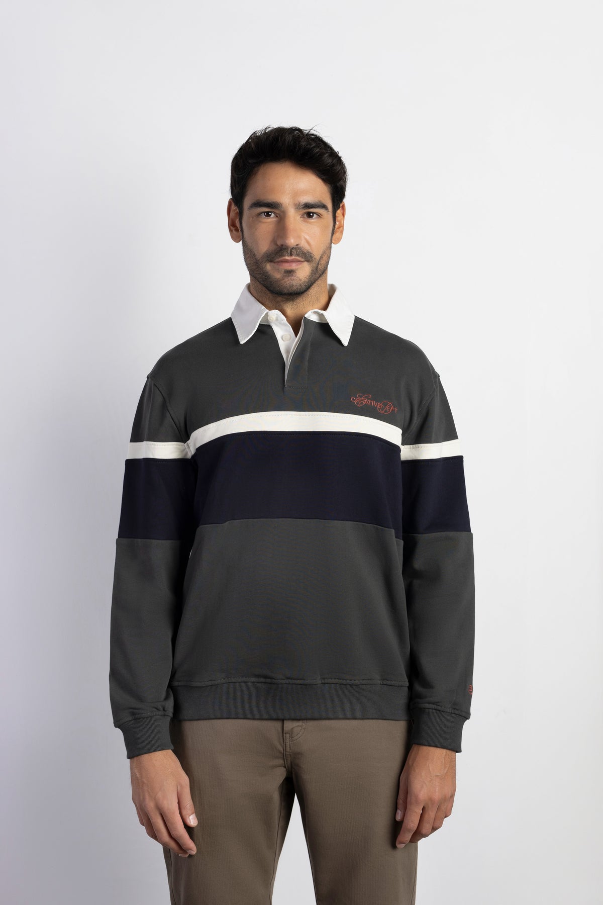 Sudadera bloque cuello polo