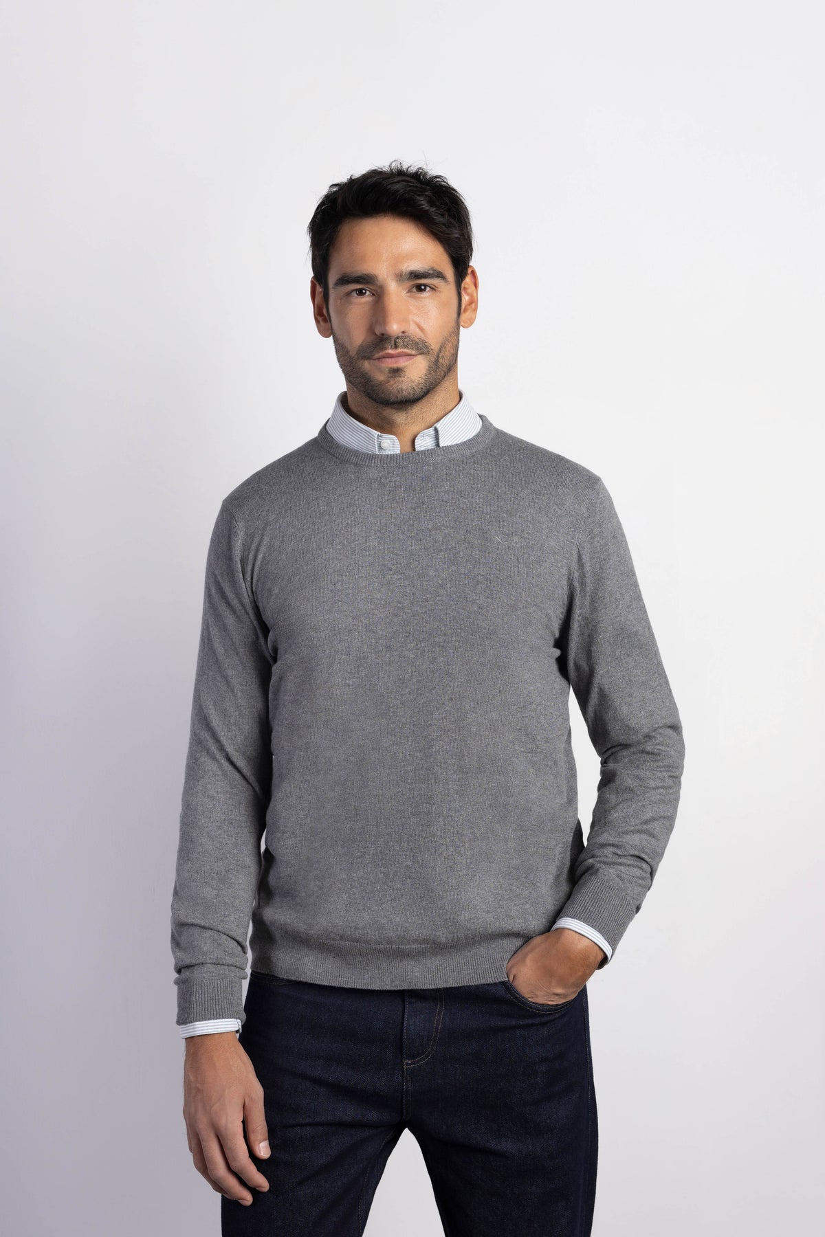 Jersey con cashmere cuello caja