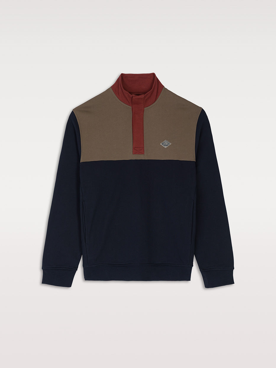 Sudadera bloque cuello chimenea
