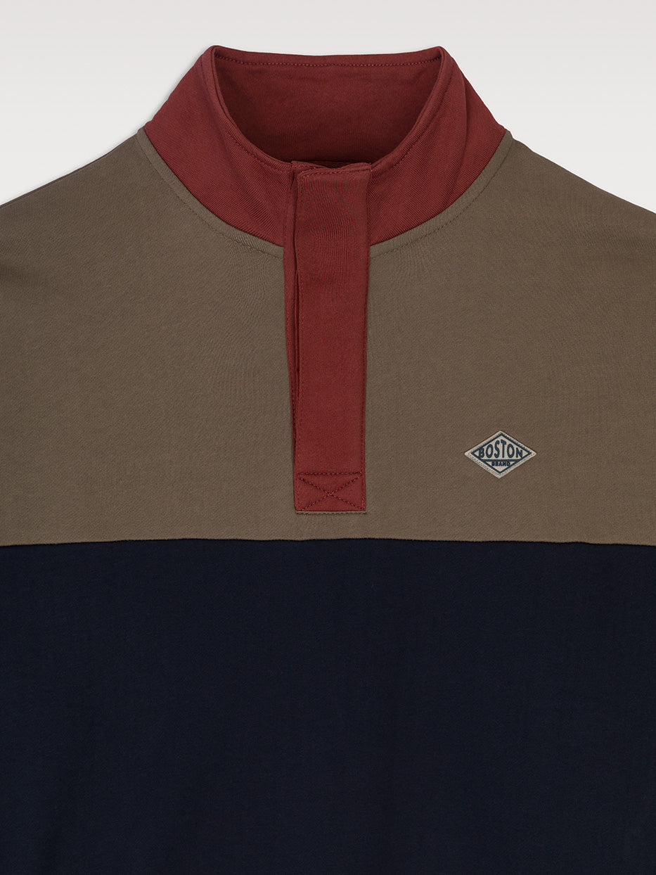 Sudadera bloque cuello chimenea