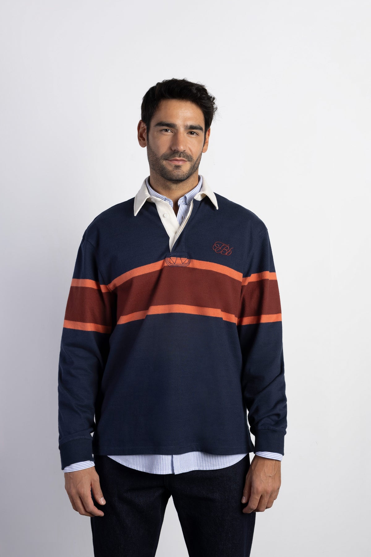 Polo manga larga bloques